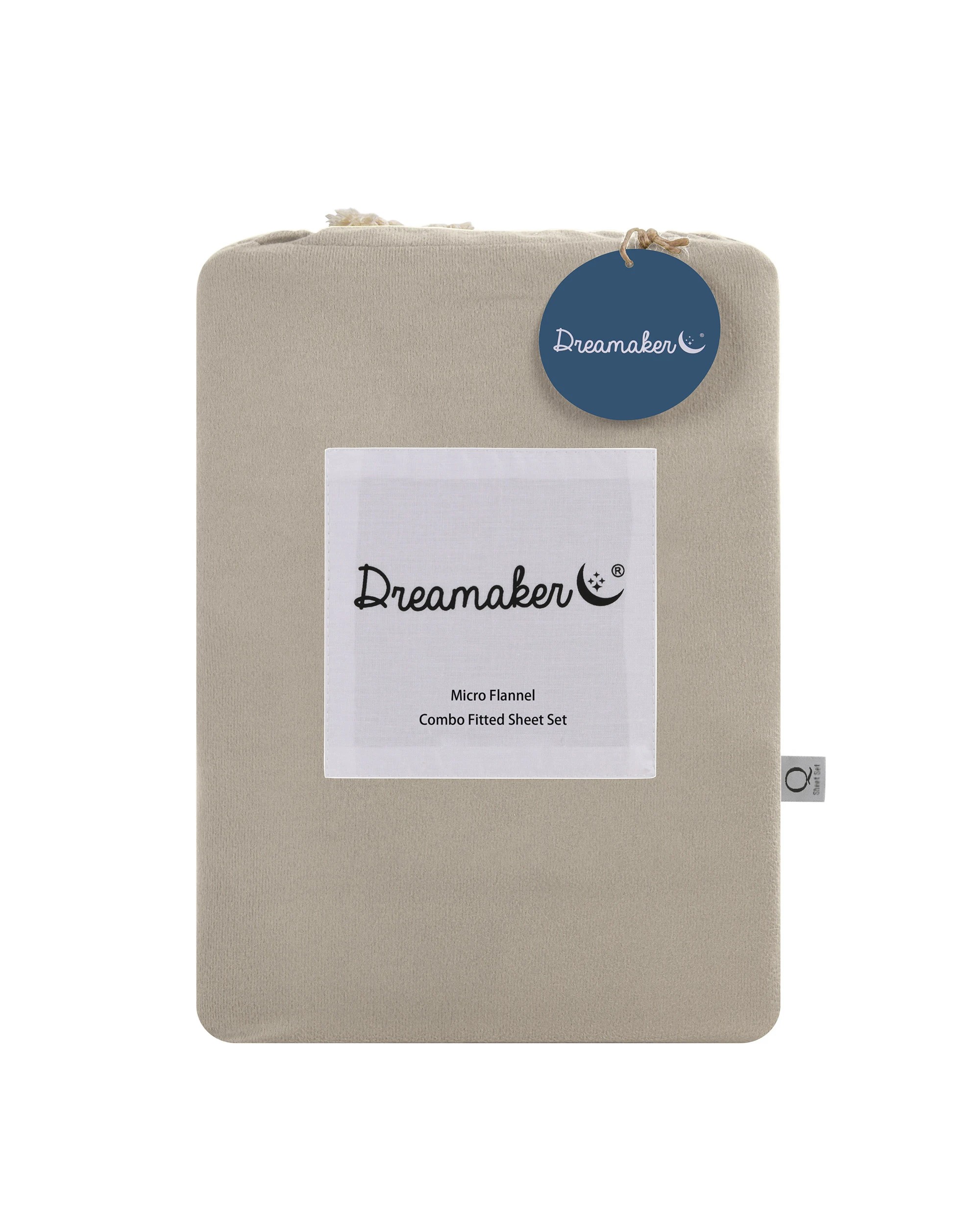 7 Dreamaker Micro Flannel Combo Fitted Sheet Set - Single Bed - Stone, 7 of 7