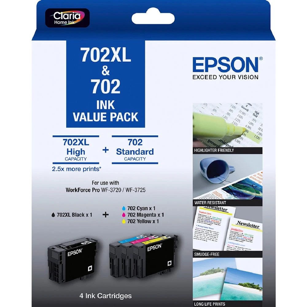 1 Epson 702 and 702XL 4 Colour Ink Cartridge Value Pack, 1 of 5