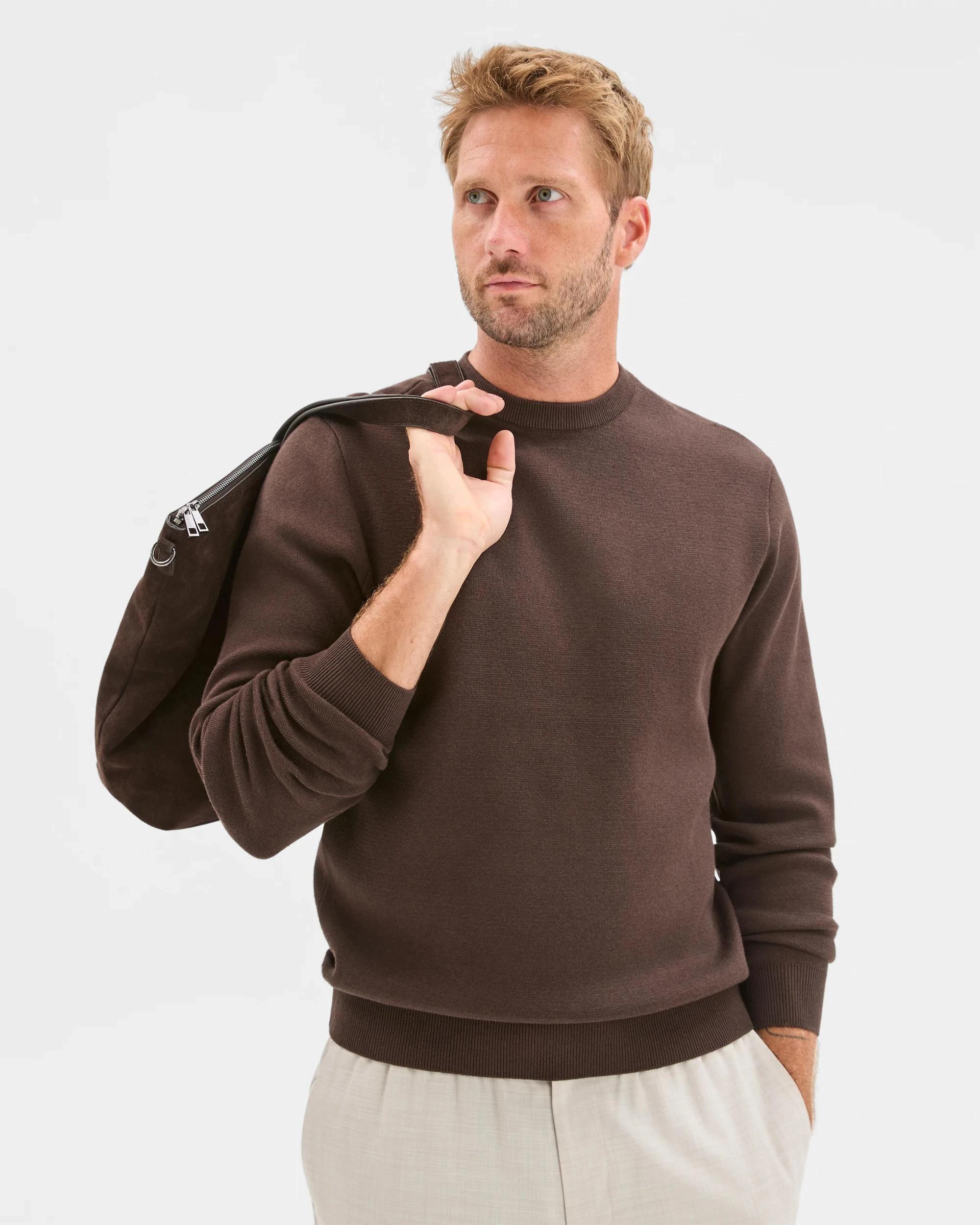 2 Preview Milano Knit Crew Neck Jumper CHOC, 2 of 5