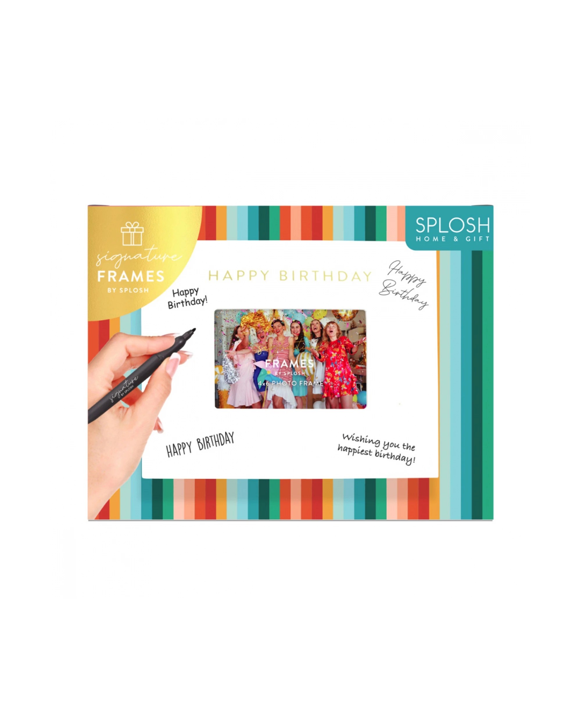 3 Splosh Happy Birthday Signature Photo Frame W/ Marker Home Decor 27.5x23cm White
 - White, 3 of 5