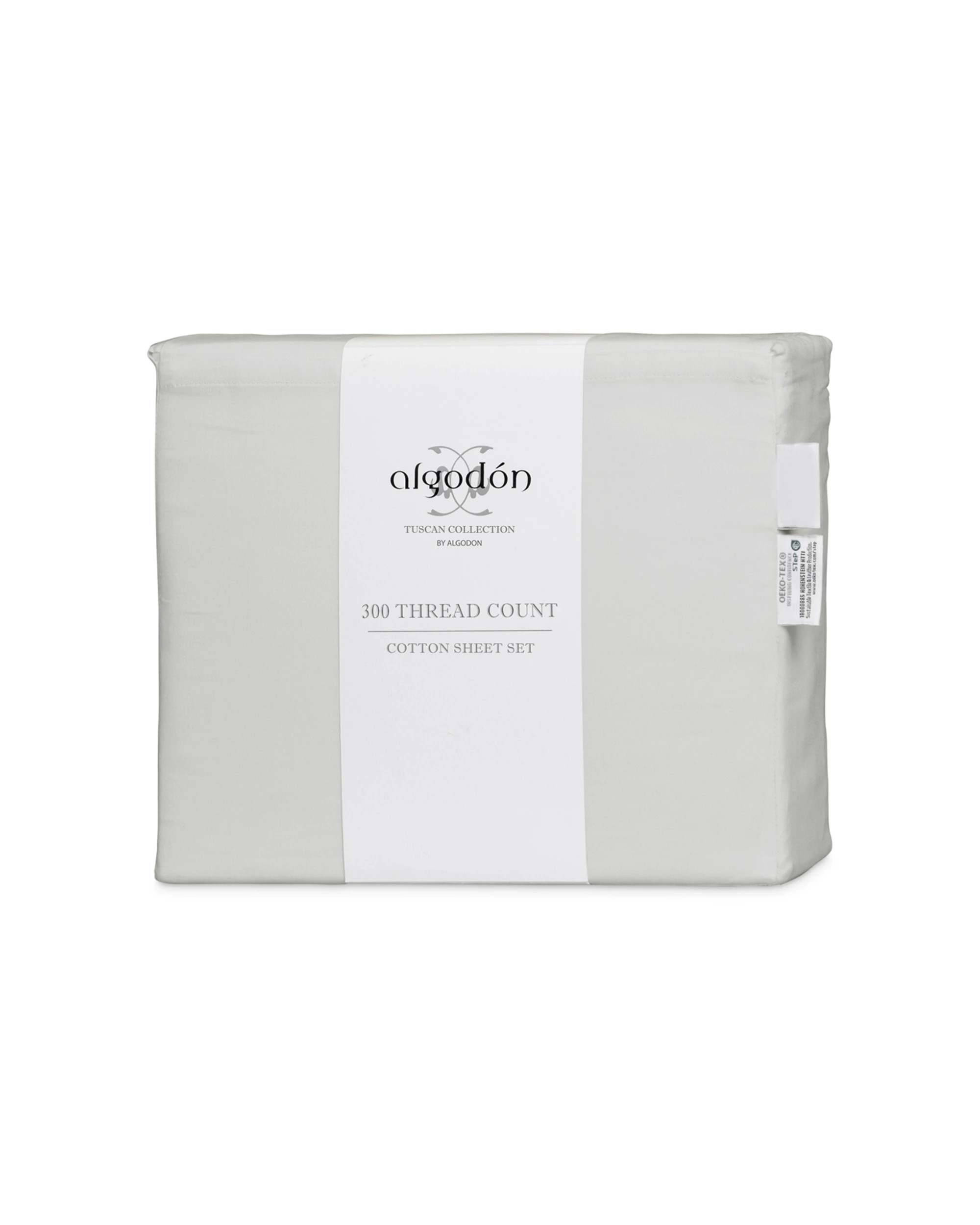 5 Algodon 300TC Cotton Fitted Bedding Bed Sheet Set - King Bed - Silver, 5 of 5