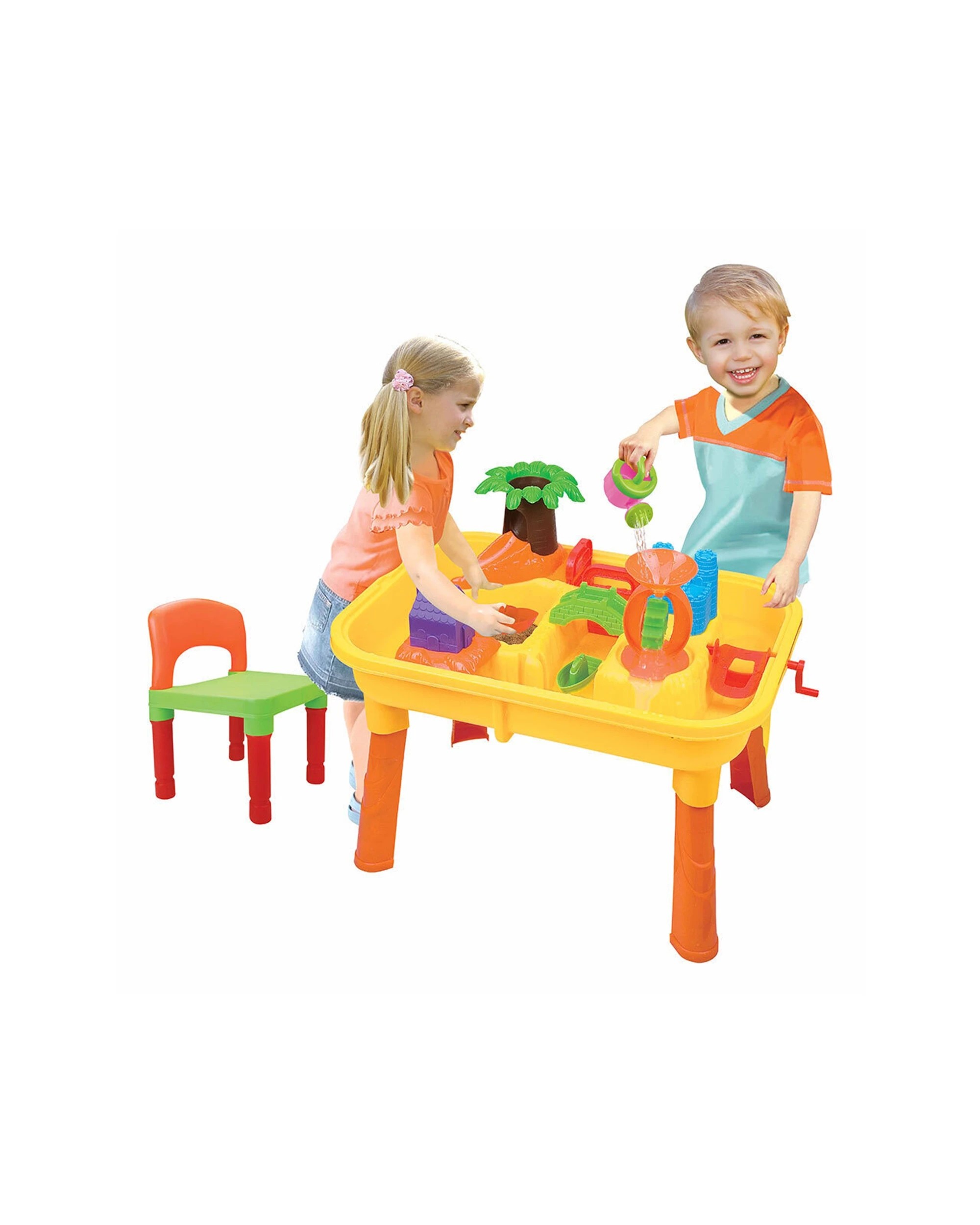 2 Lenoxx Kids Water And Sand Play Table With Chair And Accessories - Outdoor Toy - Yellow, 2 of 3