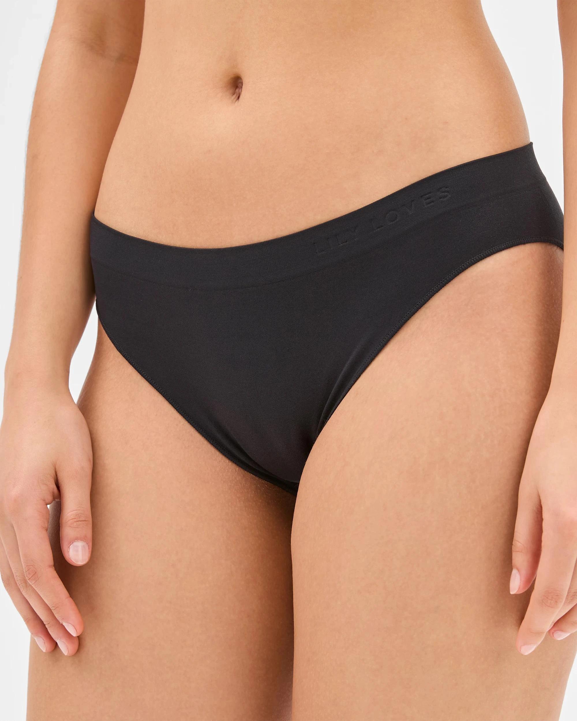 3 Lily Loves 2 Pack Seamfree Embossed Bikini Briefs - Lily Love BLACK / GREY MARLE, 3 of 5