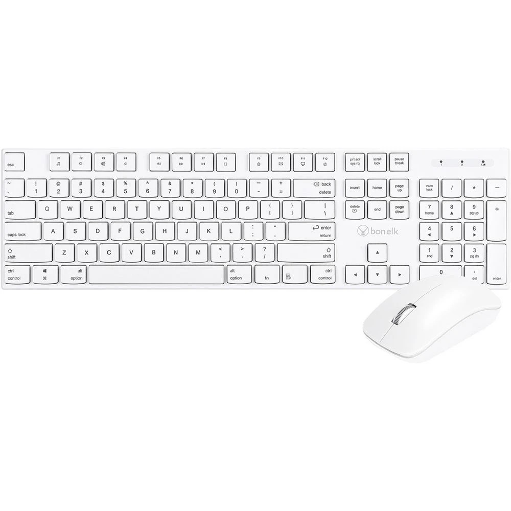 1 Bonelk KM-314 Slim Wireless Keyboard & Mouse Bundle White, 1 of 5