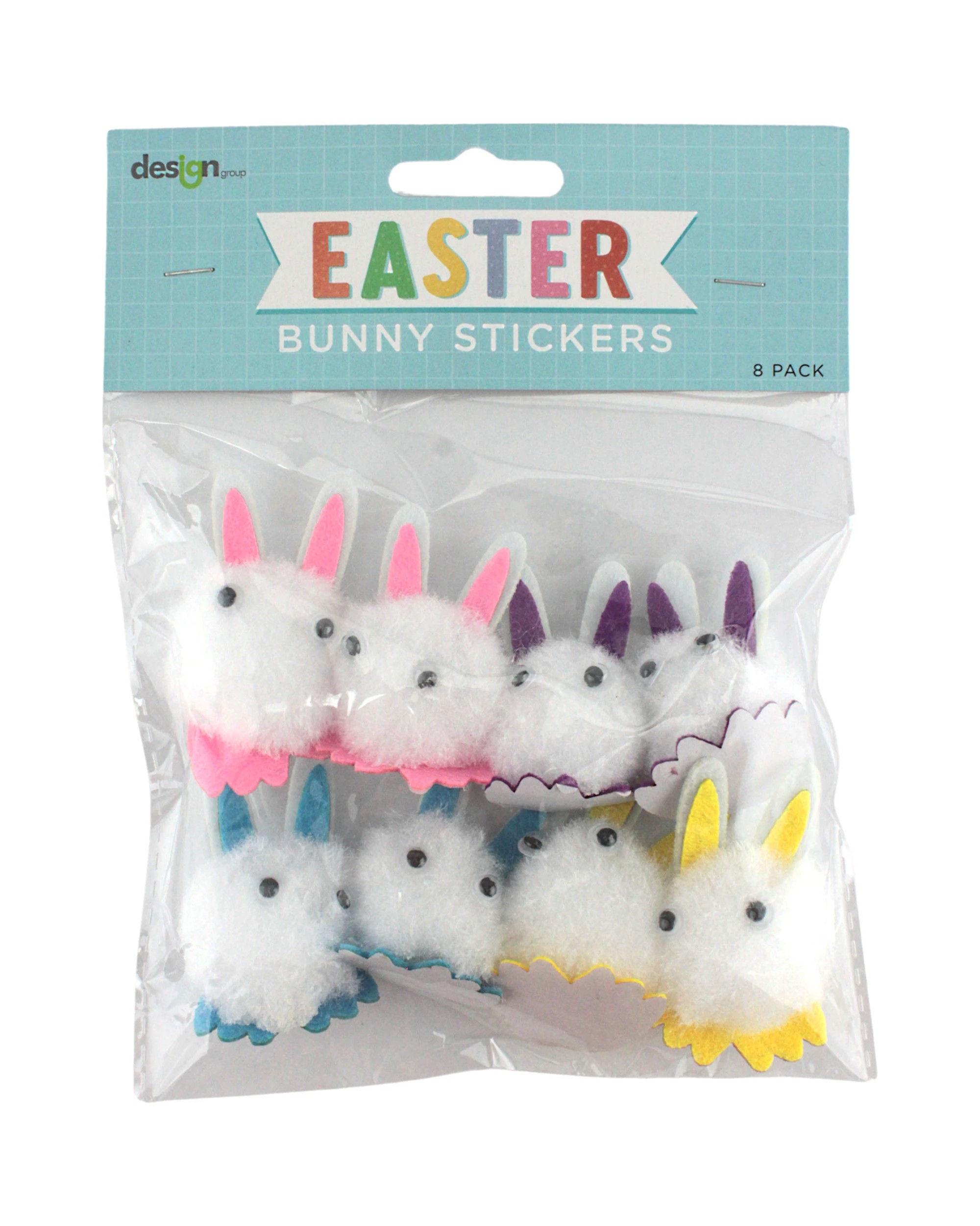 3 Design Group Fluffy Stick on Bunnies Pack of 8 - Multi, 3 of 4