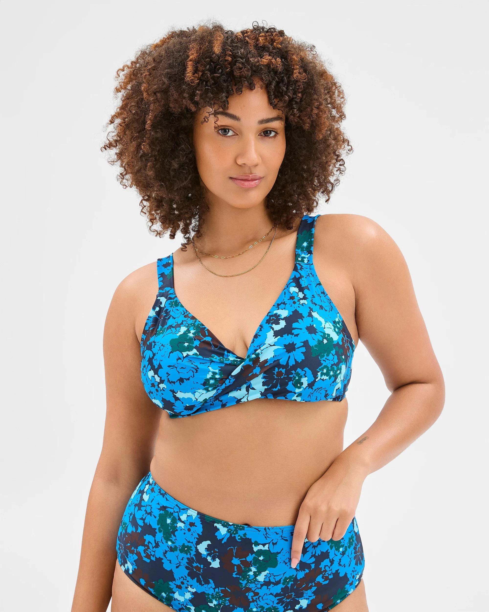 2 Target Resort Plunge Twist Bikini Top - Shape Your Body NAVY STENCIL FLORAL, 2 of 10