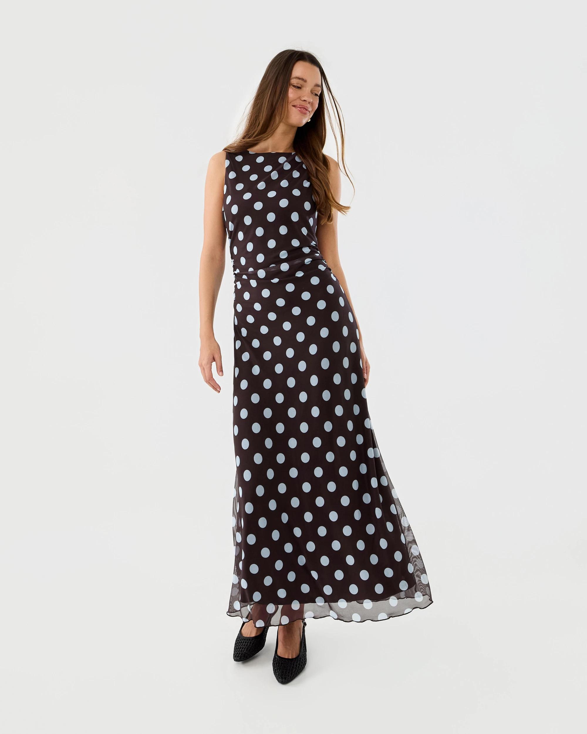 2 Sleeveless Mesh Maxi Dress Cocoa Blue, 2 of 8