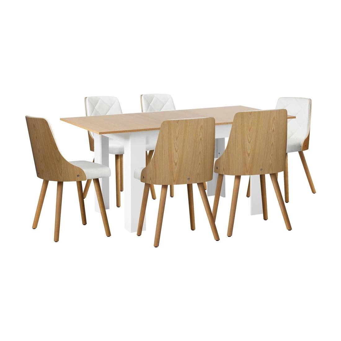 7 Oikiture 160cm Extendable Dining Table With 6pcs Dining Chairs Pu Leather
 - Multi, 7 of 10