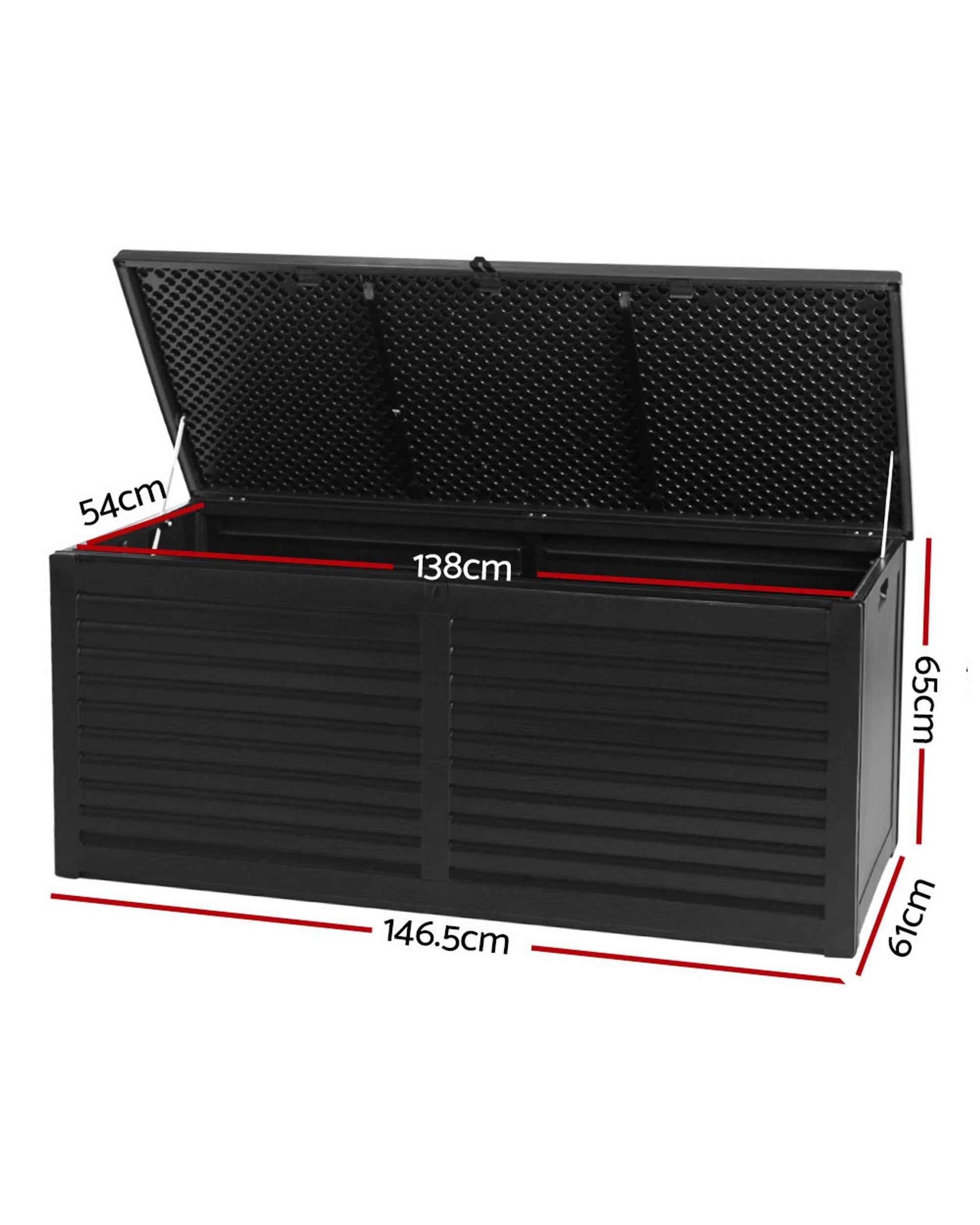 2 Gardeon Outdoor Storage Box 490L Container Lockable Garden Bench Shed Tools Toy - Black, 2 of 8