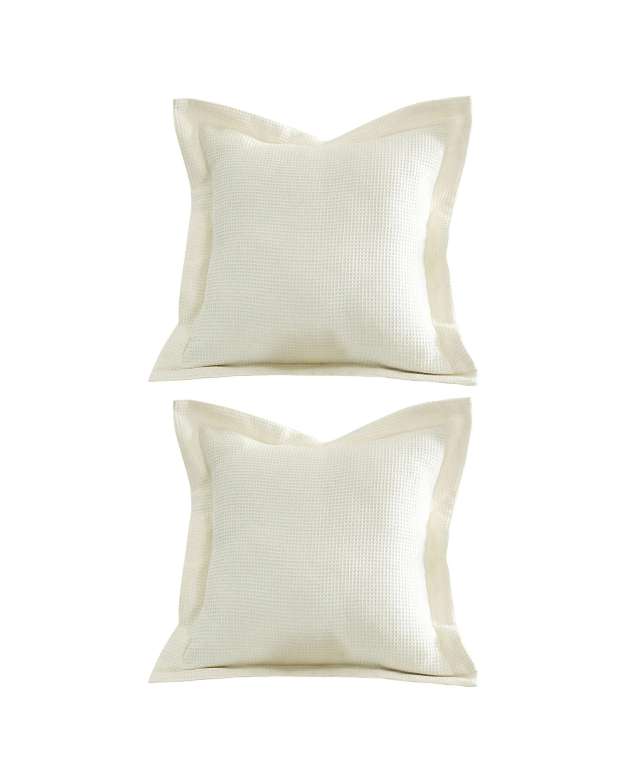 1 Cotton More 2pc Waffle European Cushion Cover Set 100% Cotton 65x65cm - Beige, 1 of 4