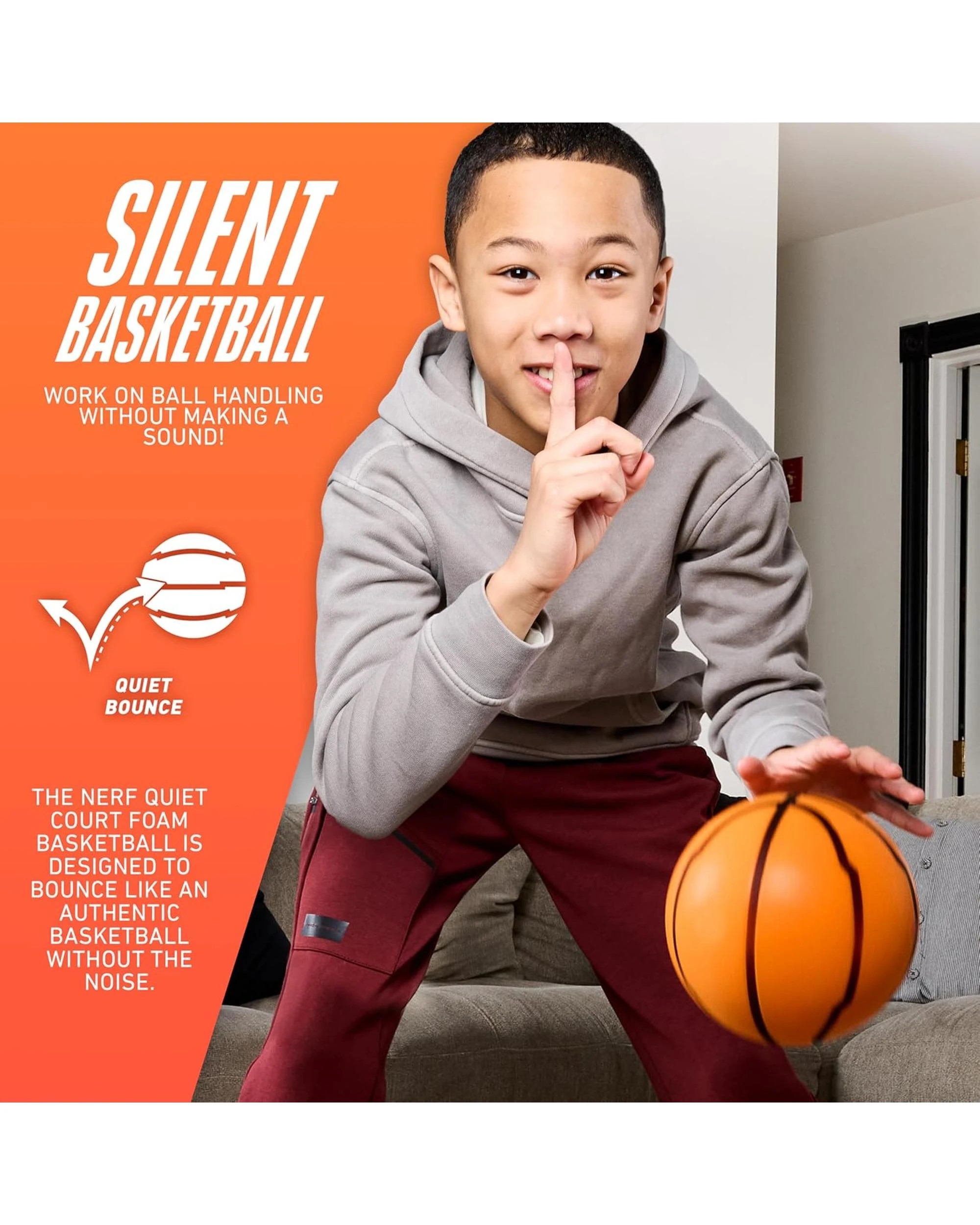 5 Nerf Quietcourt Silent Foam Basketball, 5 of 7