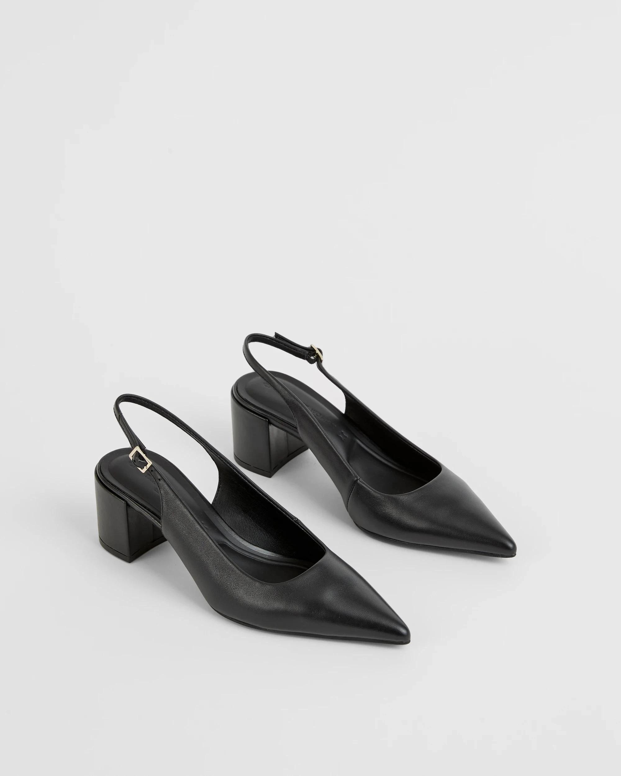 2 Target Womens Genuine Leather Point Block Heel - Daria BLACK, 2 of 3