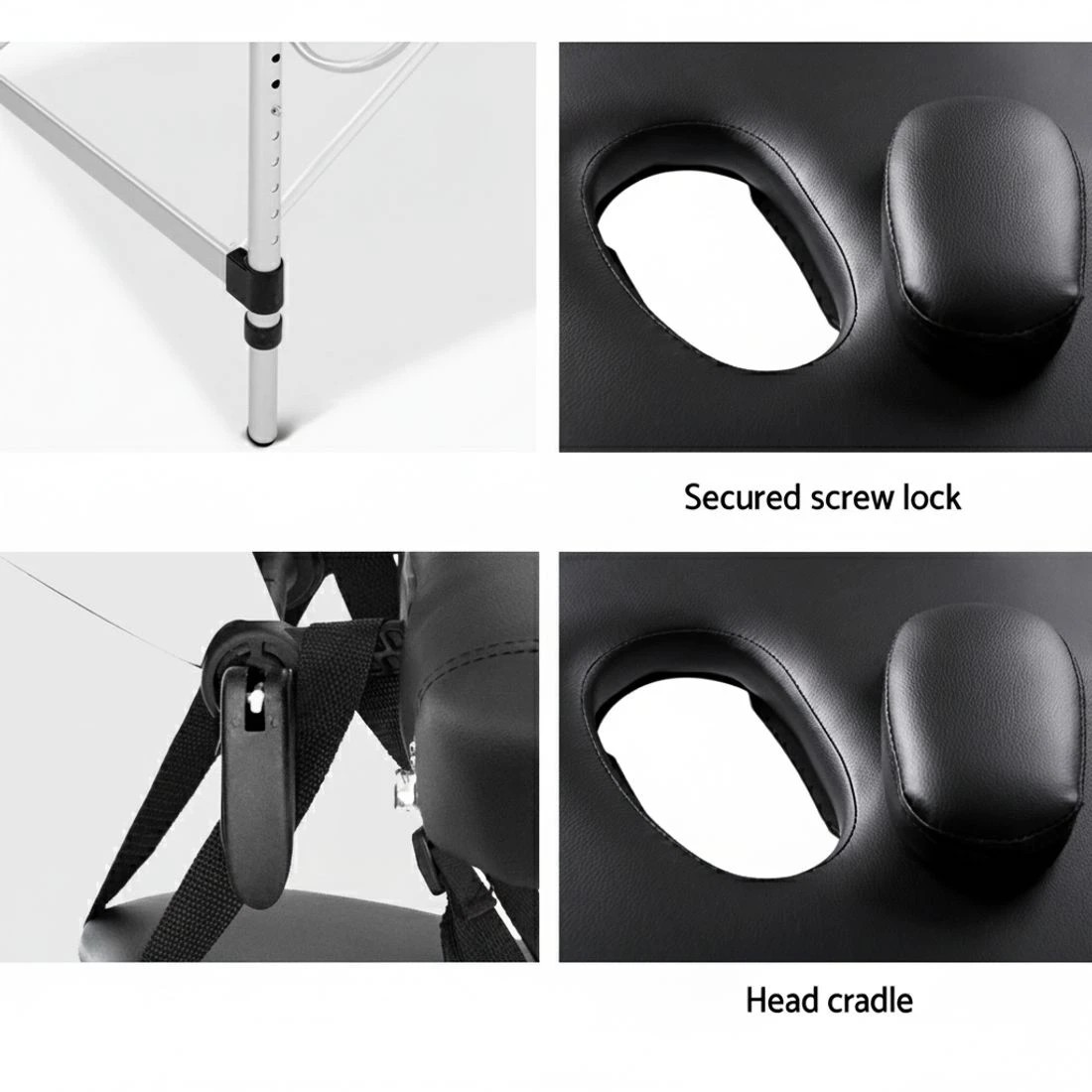 7 Zenses Massage Table 70cm Portable 3 Fold Aluminium Beauty Bed - Black, 7 of 7