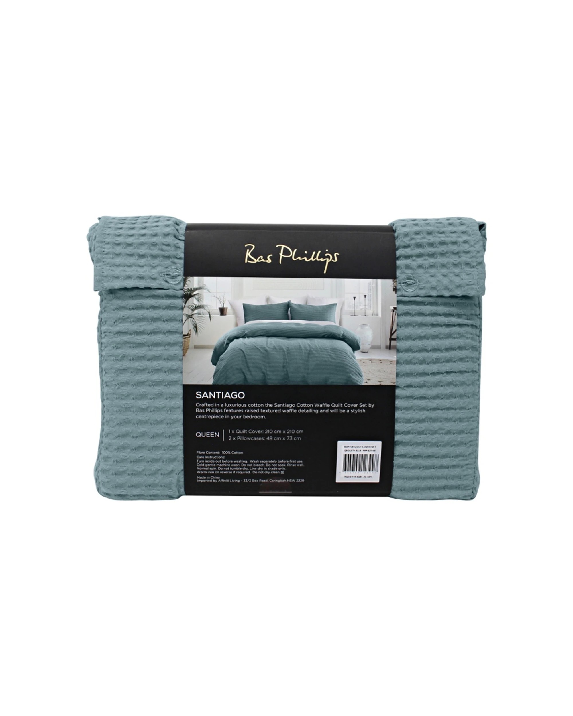 4 Bas Phillips 3pc Bas Phillips Santiago Cotton Waffle Quilt Cover Set Dusty - Queen Bed - Blue, 4 of 6
