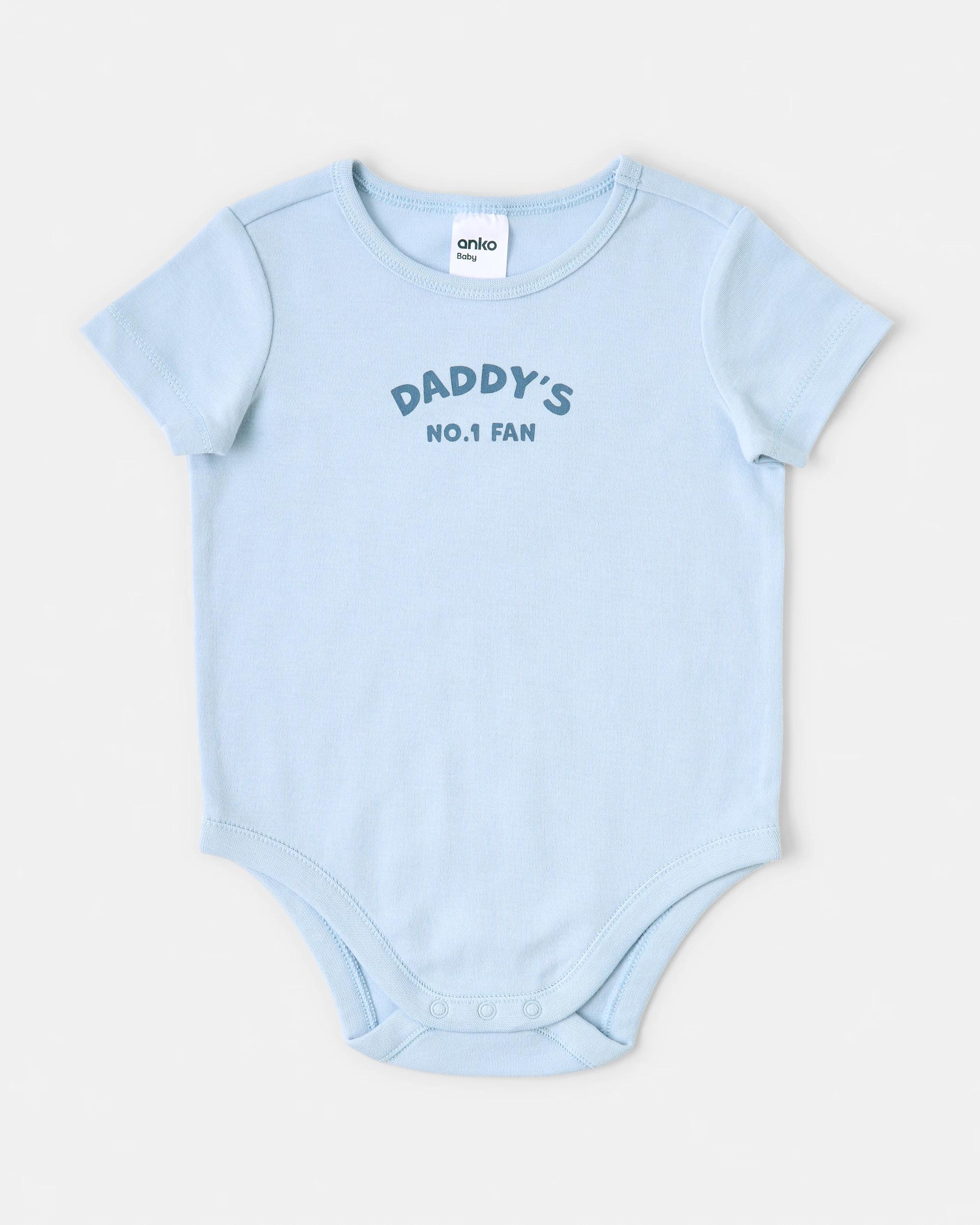 1 Cotton Short Sleeve Print Bodysuit Blu Daddy, 1 of 3