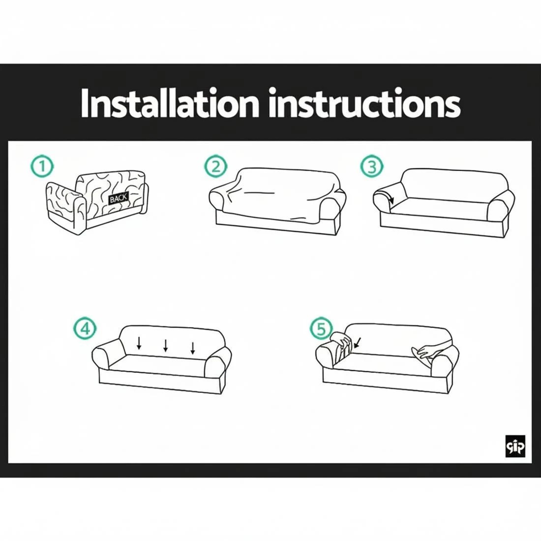 4 Artiss Sofa Cover Couch Covers 3 Seater Stretch - Black, 4 of 5