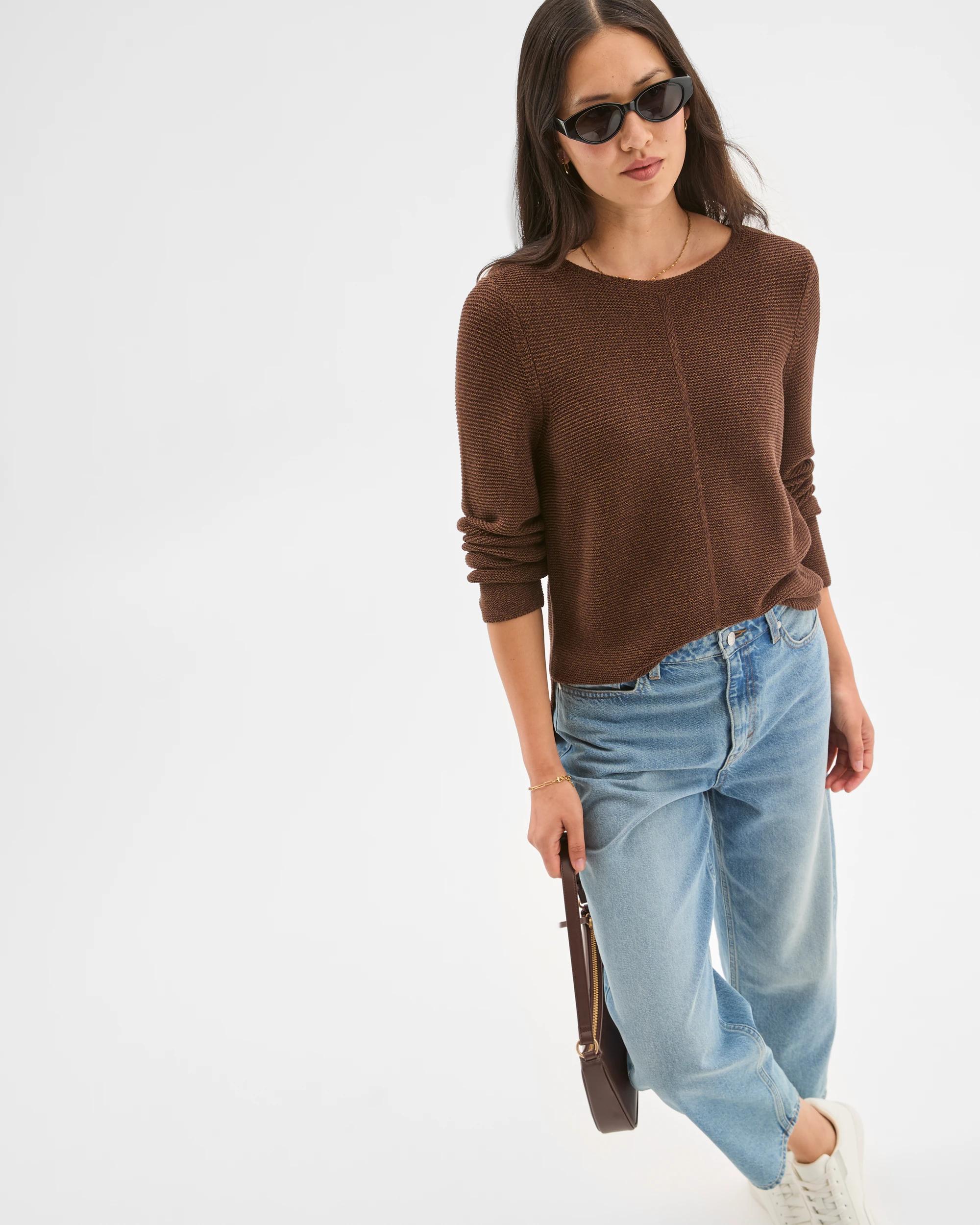 2 Target Woman Australian Cotton Blend Ottoman Twist Jumper WINE TRUFFLE, 2 of 5