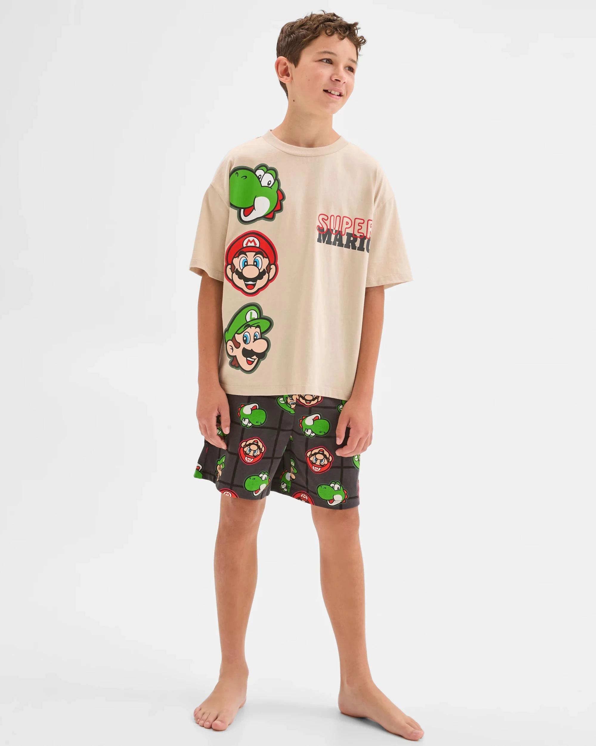 1 Super Mario Australian Cotton Jersey Older Boys Pyjama Set MARIO, 1 of 8
