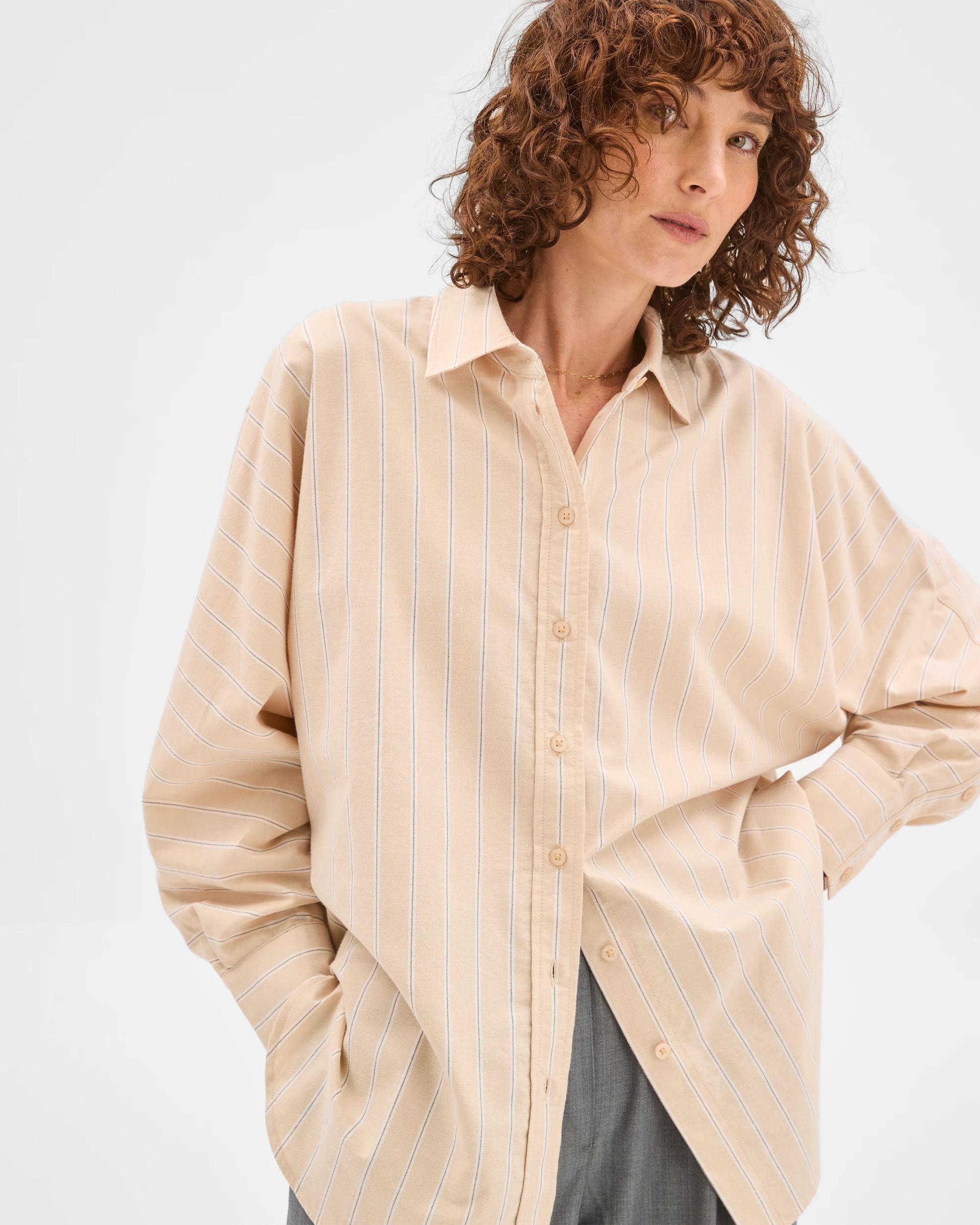 2 Target Woman Australian Cotton Batwing Shirt FAWN STRIPE, 2 of 9