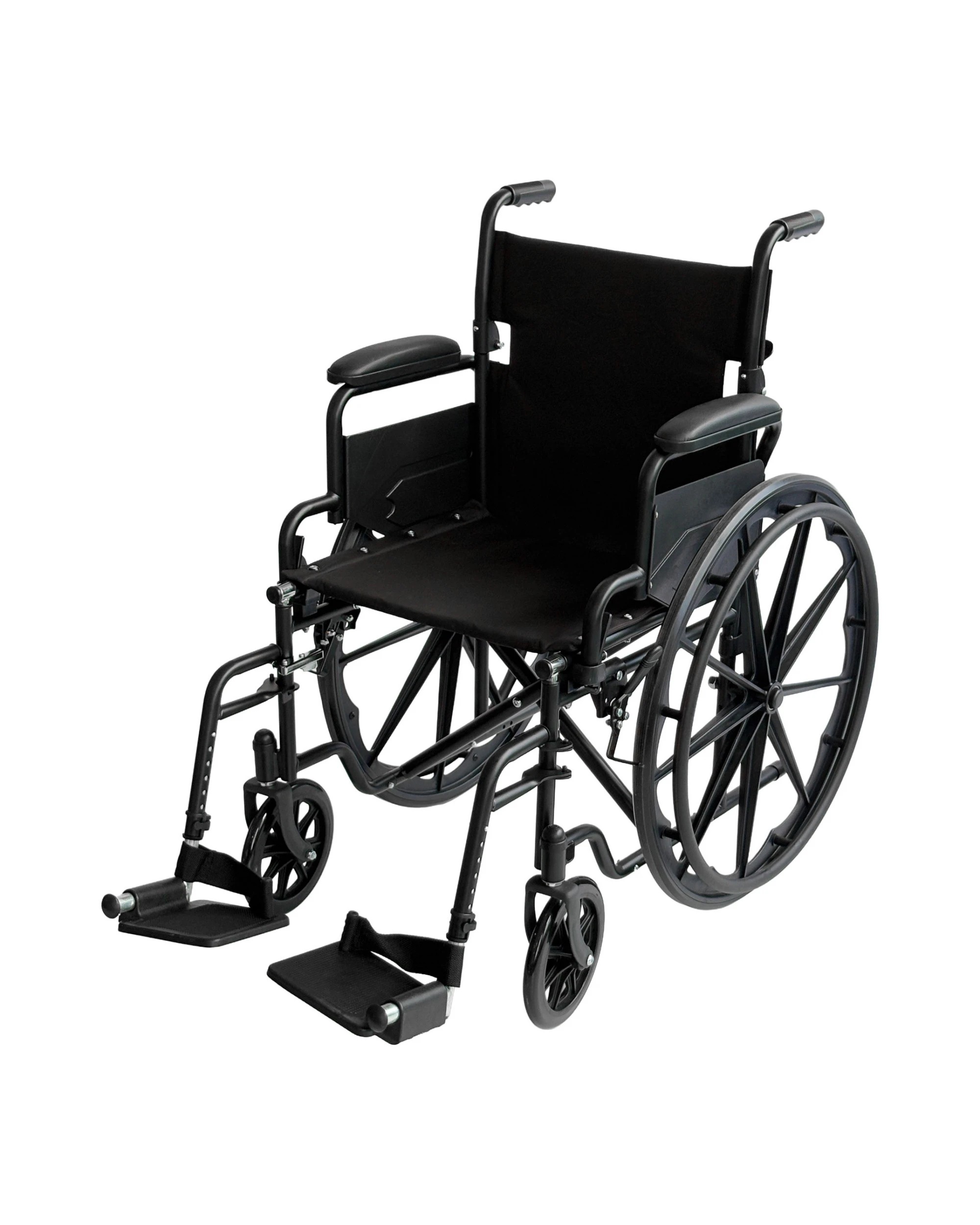 1 Orthonica Steel Wheelchair Foldable Lightweight Disability Aid Portable 24-inch Adjustable Footrest Steel Frame - Black, 1 of 6
