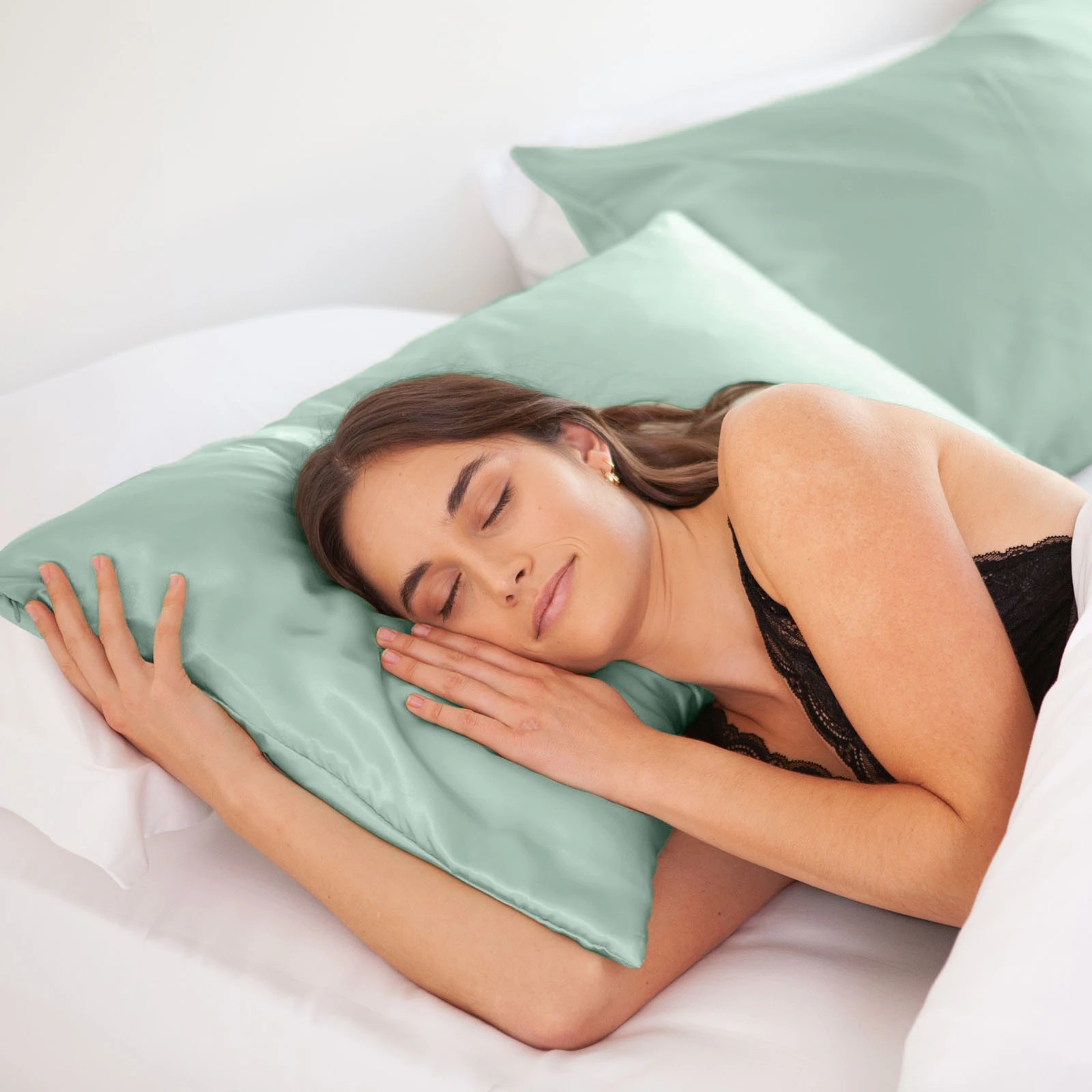 3 Royal Comfort Mulberry Soft Silk Luxurious Hypoallergenic Pillowcase Twin Pack - Green, 3 of 10