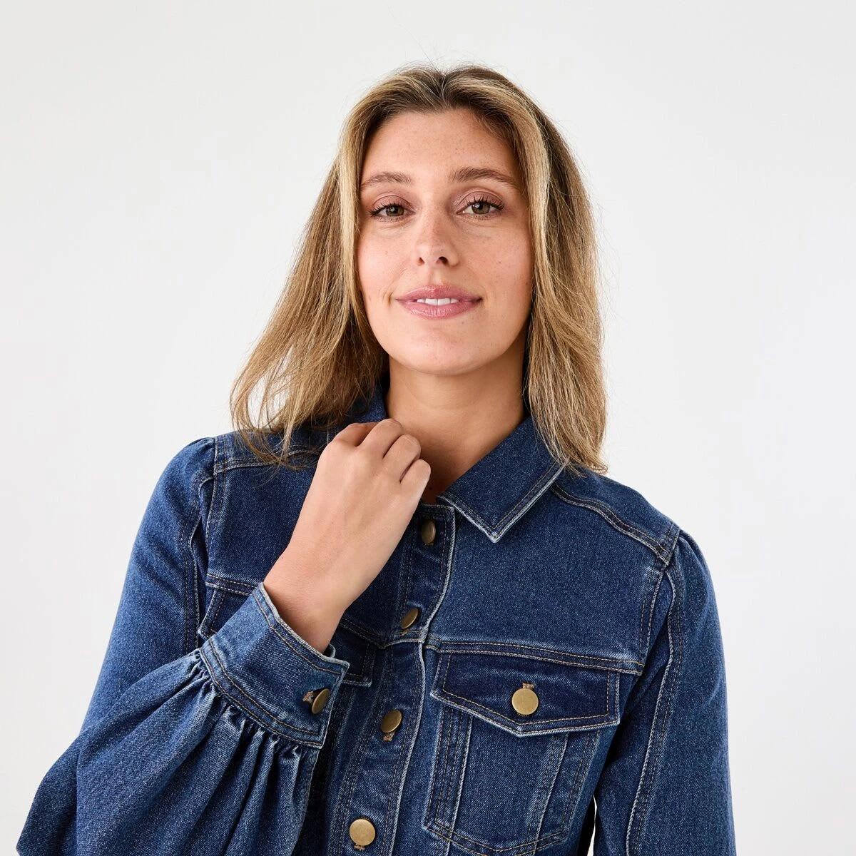4 Long Sleeve Belted Denim Mini Dress Mid Wash, 4 of 7