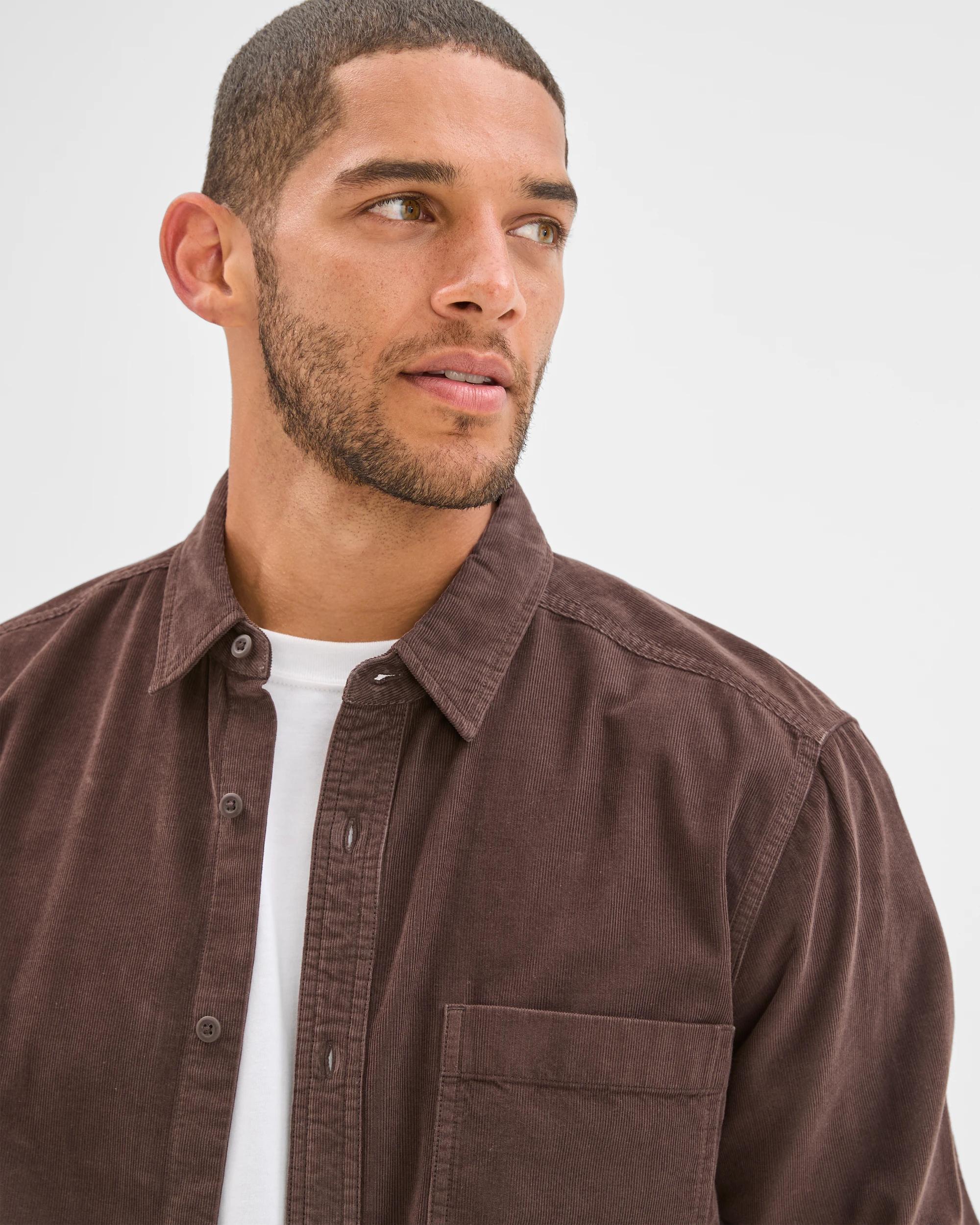 4 Target Man Australian Cotton Corduroy Shirt CHOCOLATE, 4 of 6