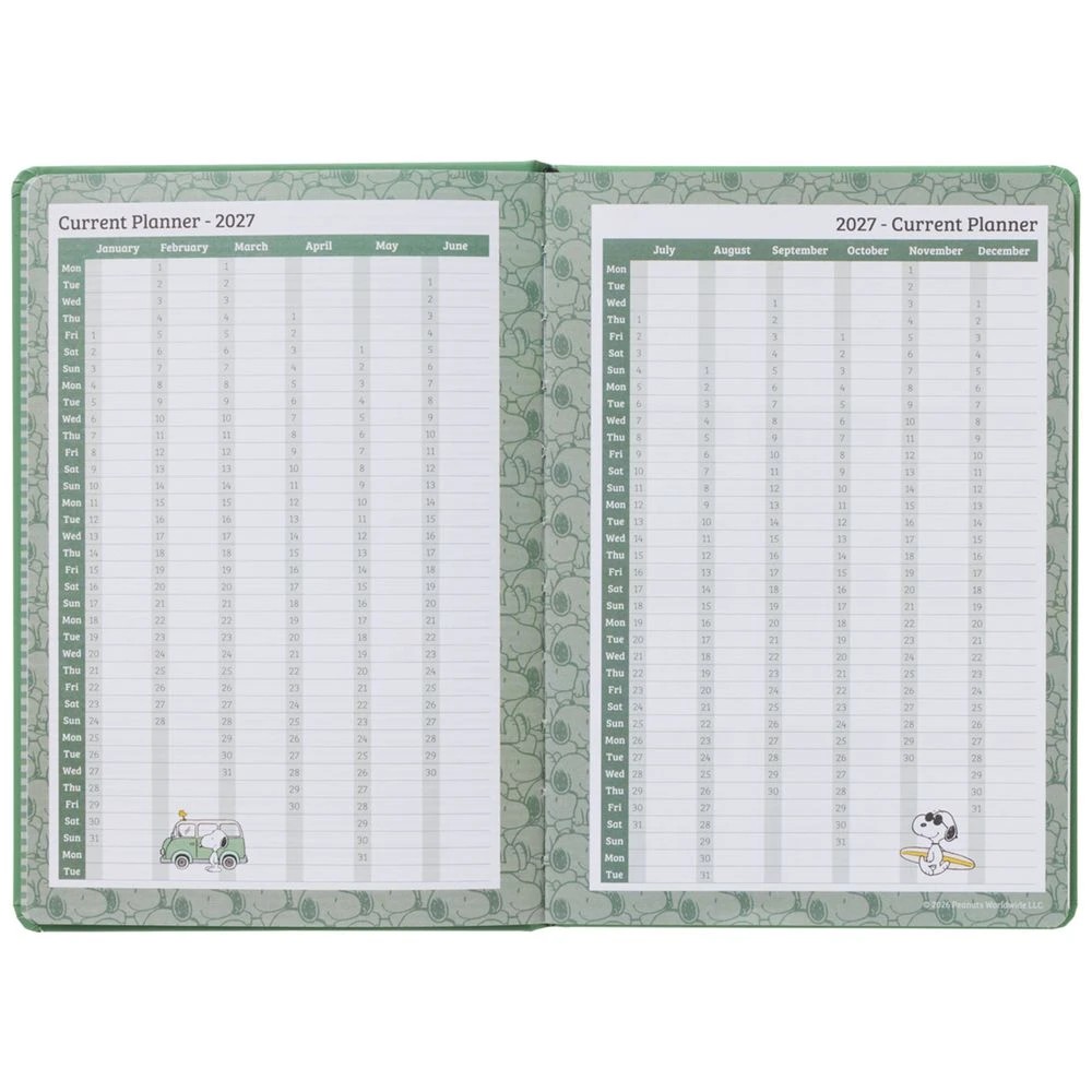 3 Snoopy A5 Diary Week to View CY27, 3 of 5