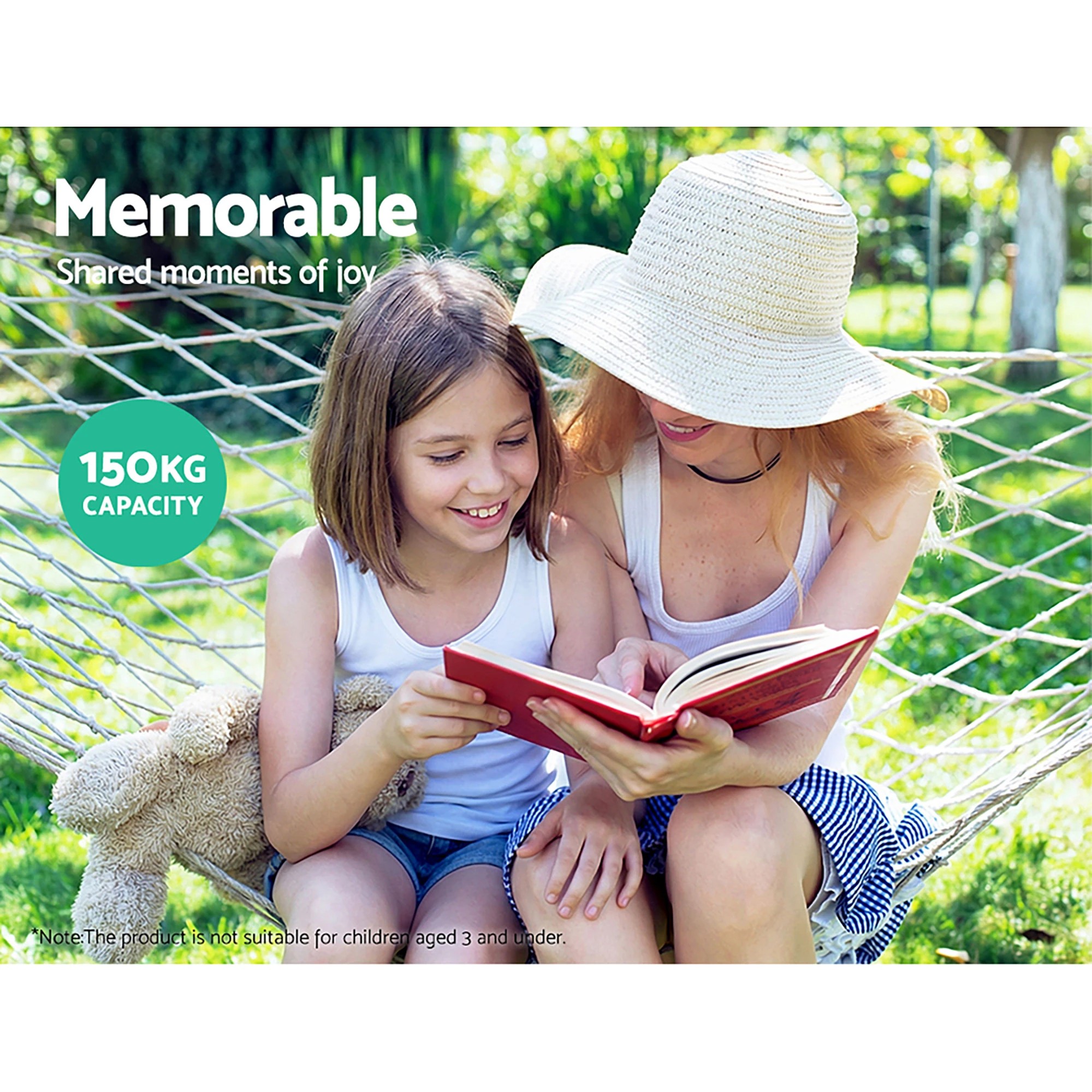 3 Gardeon Hammock Bed Outdoor Chair Camping Hammocks Hanging Mesh - Beige, 3 of 6