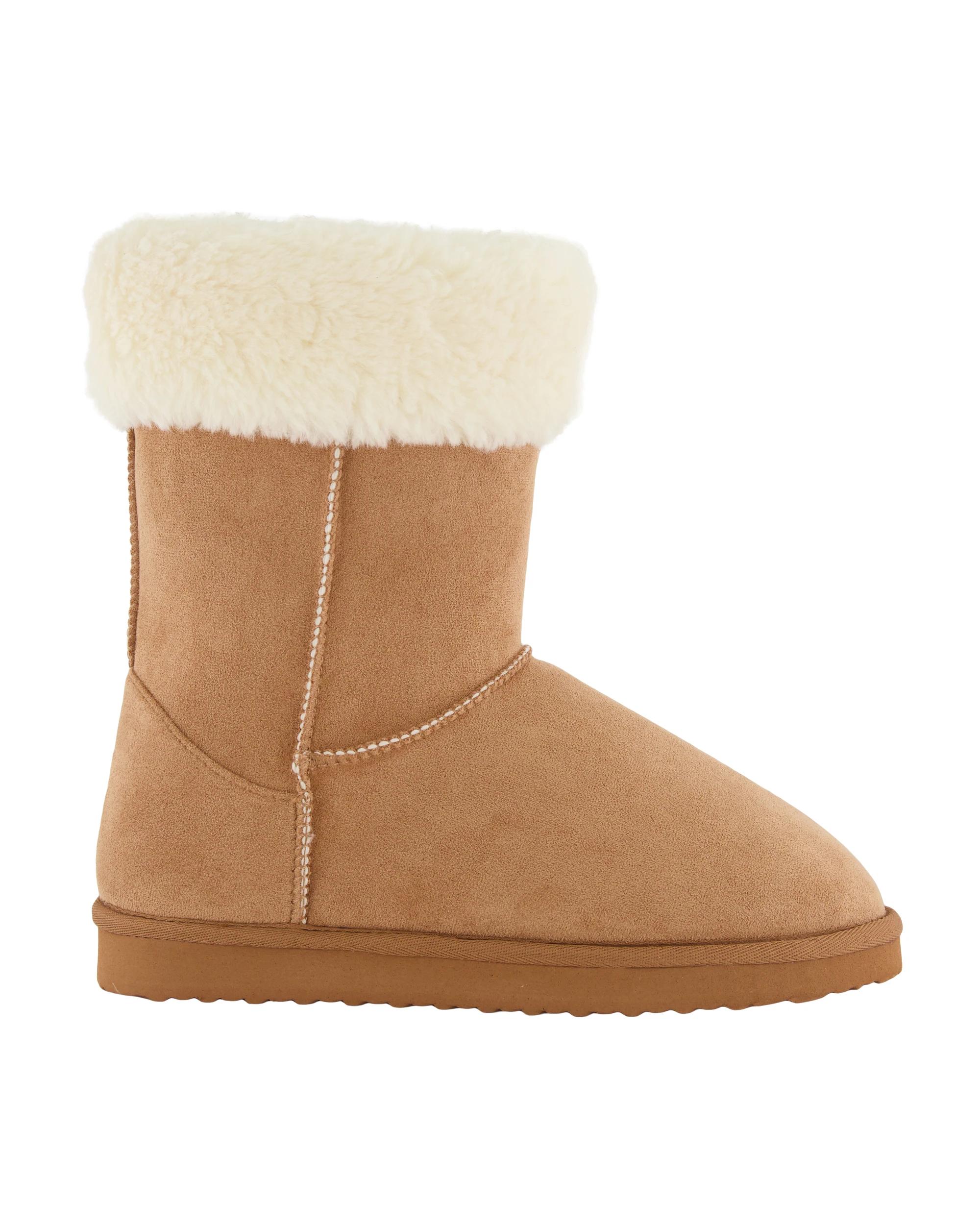 1 Faux Fur Slipper Boots Chestnut, 1 of 3