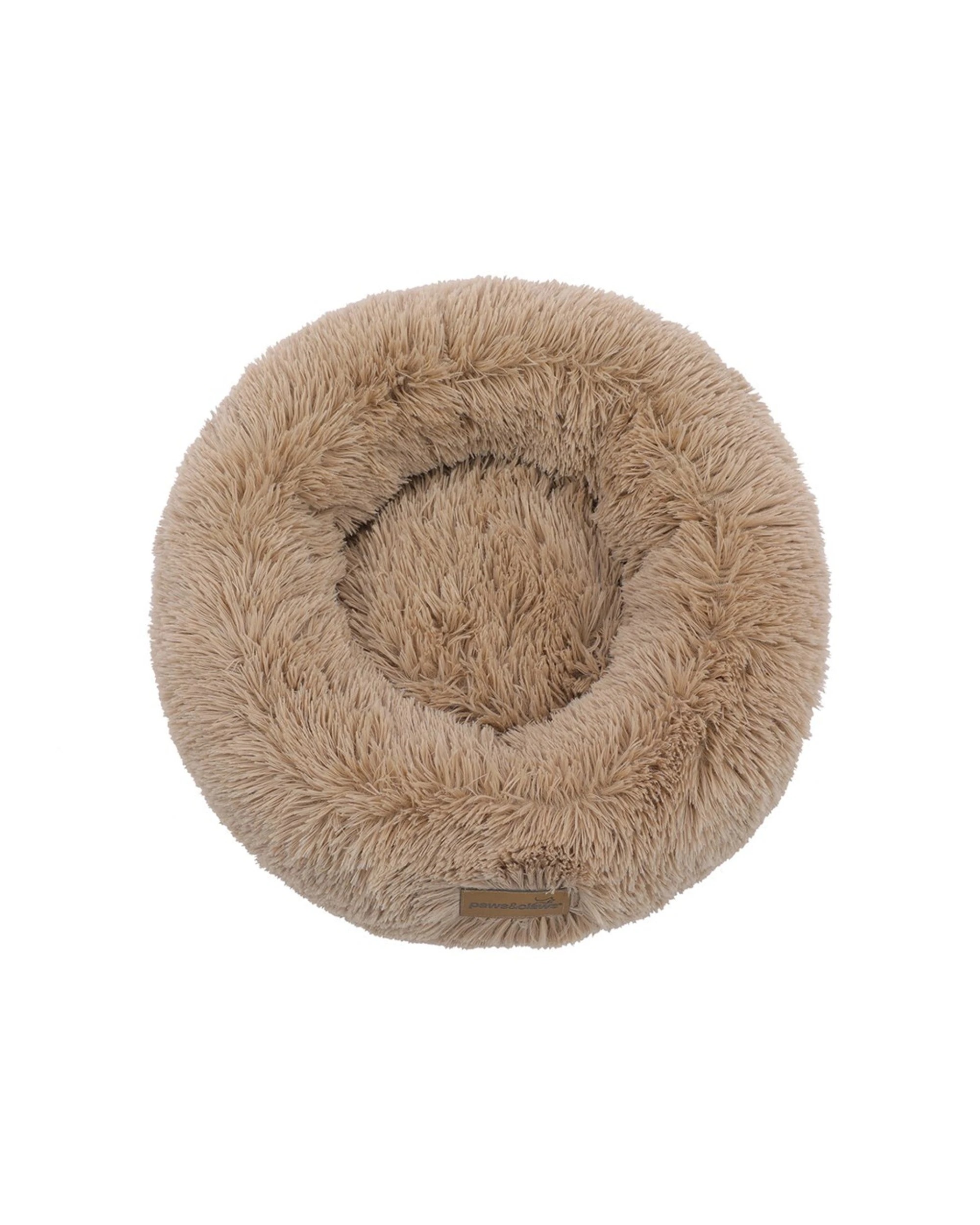 3 Paws And Claws Pet Calming 50cm Plush Bed Round Sleeping Cushion Small Camel - Brown, 3 of 8