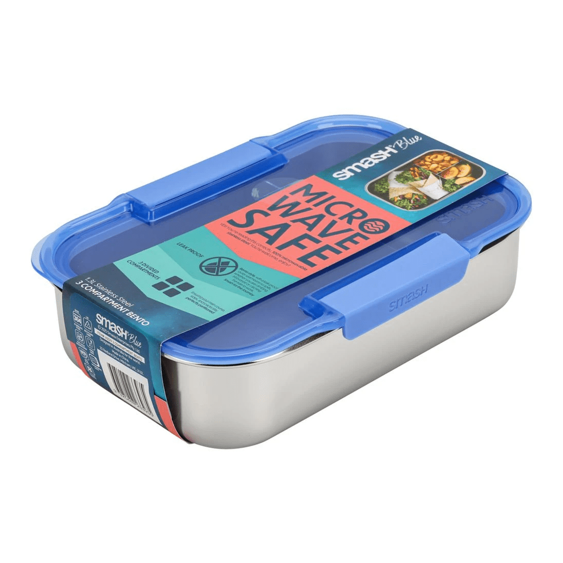 5 Smash Blue 3 Compartment Bento Box 1300mL Blue, 5 of 7