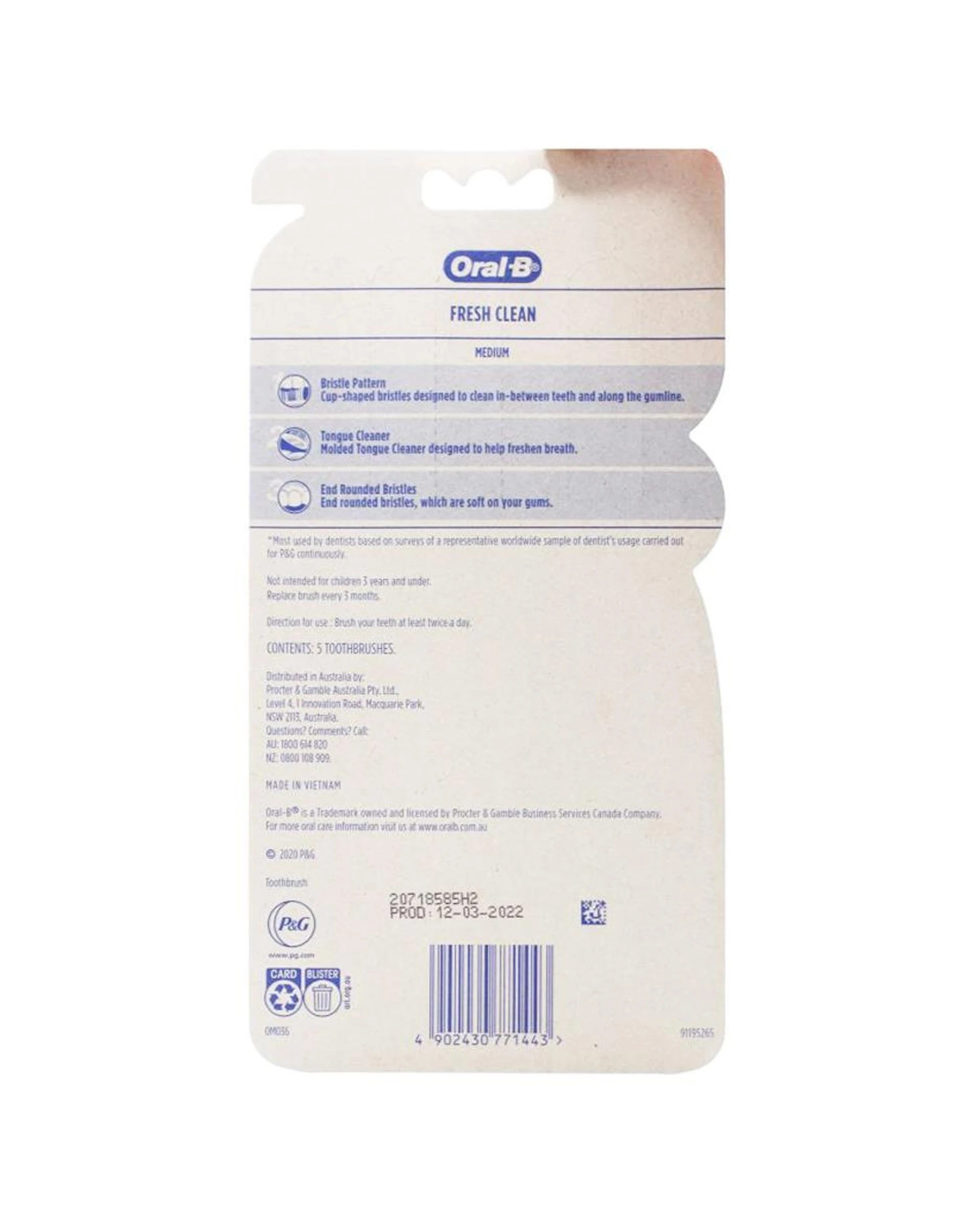 3 Oral B Fresh and Clean Toothbrushes 6PK Medium Firmness Value Pack Dental Care - Multi, 3 of 3