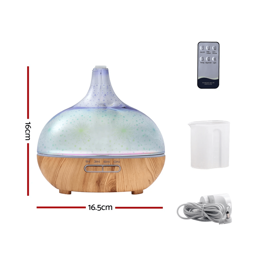 2 Devanti Aroma Diffuser Aromatherapy 3D Glass 400ml - Multi, 2 of 2