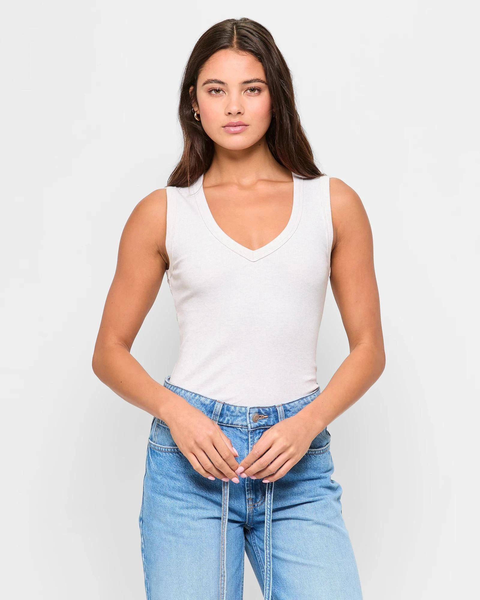 1 Australian Cotton V-Neck Tank Top - Lily Loves OATMARLE, 1 of 5