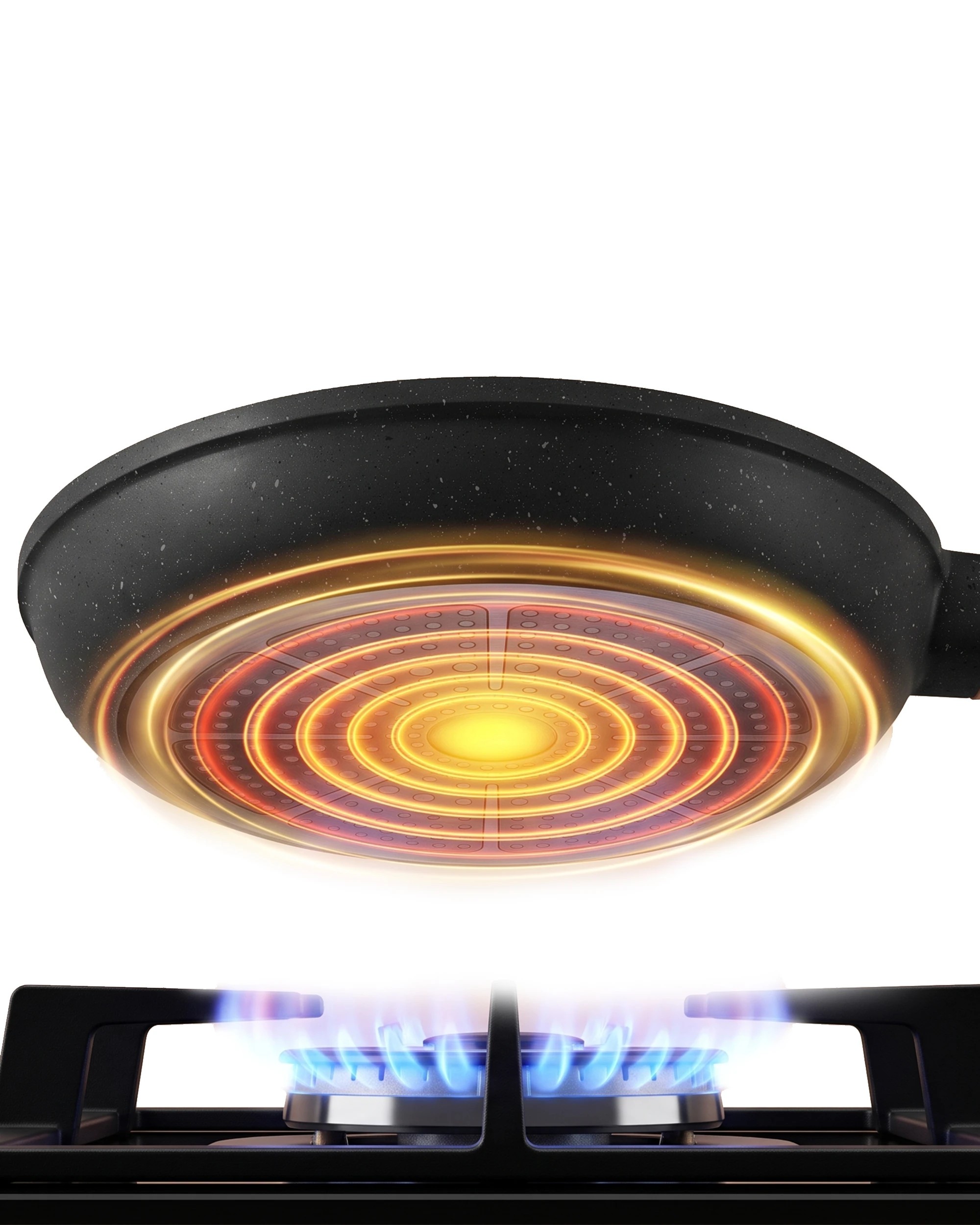 7 ZUNI 3PCS Nonstick Cookware Frying Pan Set Stainless Steel Base Black, 7 of 9