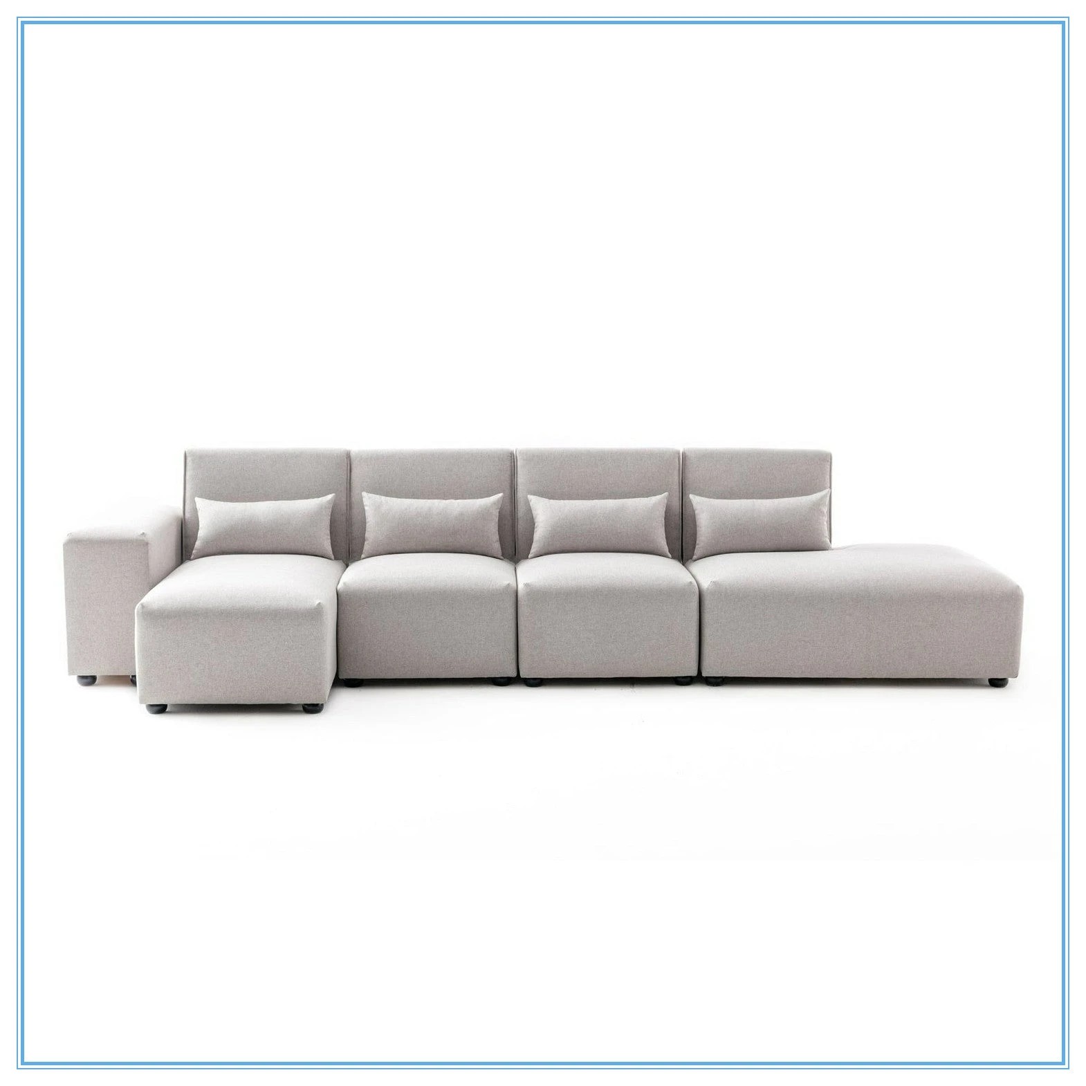 2 Foret 5 Seater Sofa Modular Corner Lounge Couch Fabric Right Chaise Beige, 2 of 9