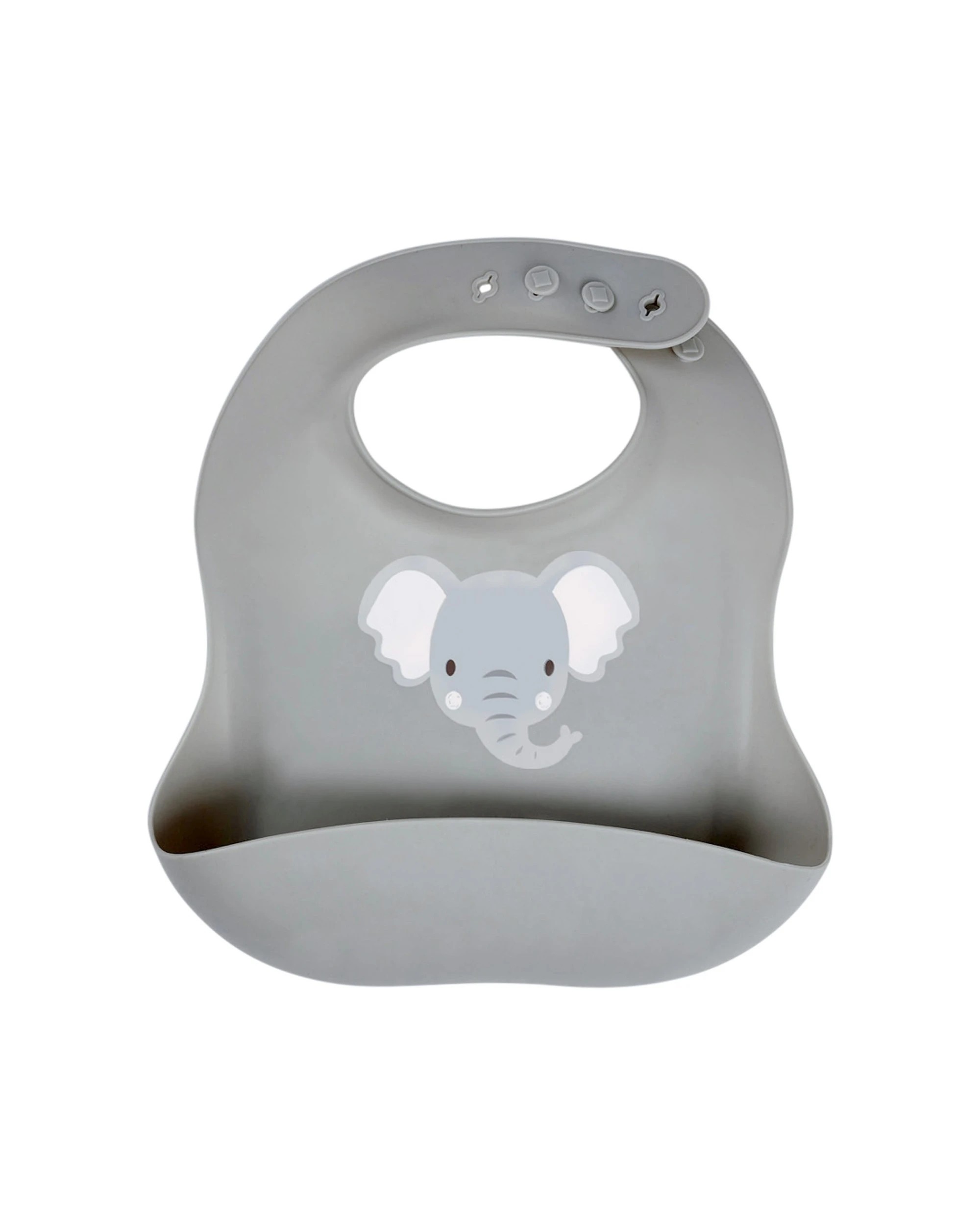 1 Splosh Baby Elephant Silicone Feeding Bib Adjustable Neck 0 Years And Up - Grey, 1 of 3