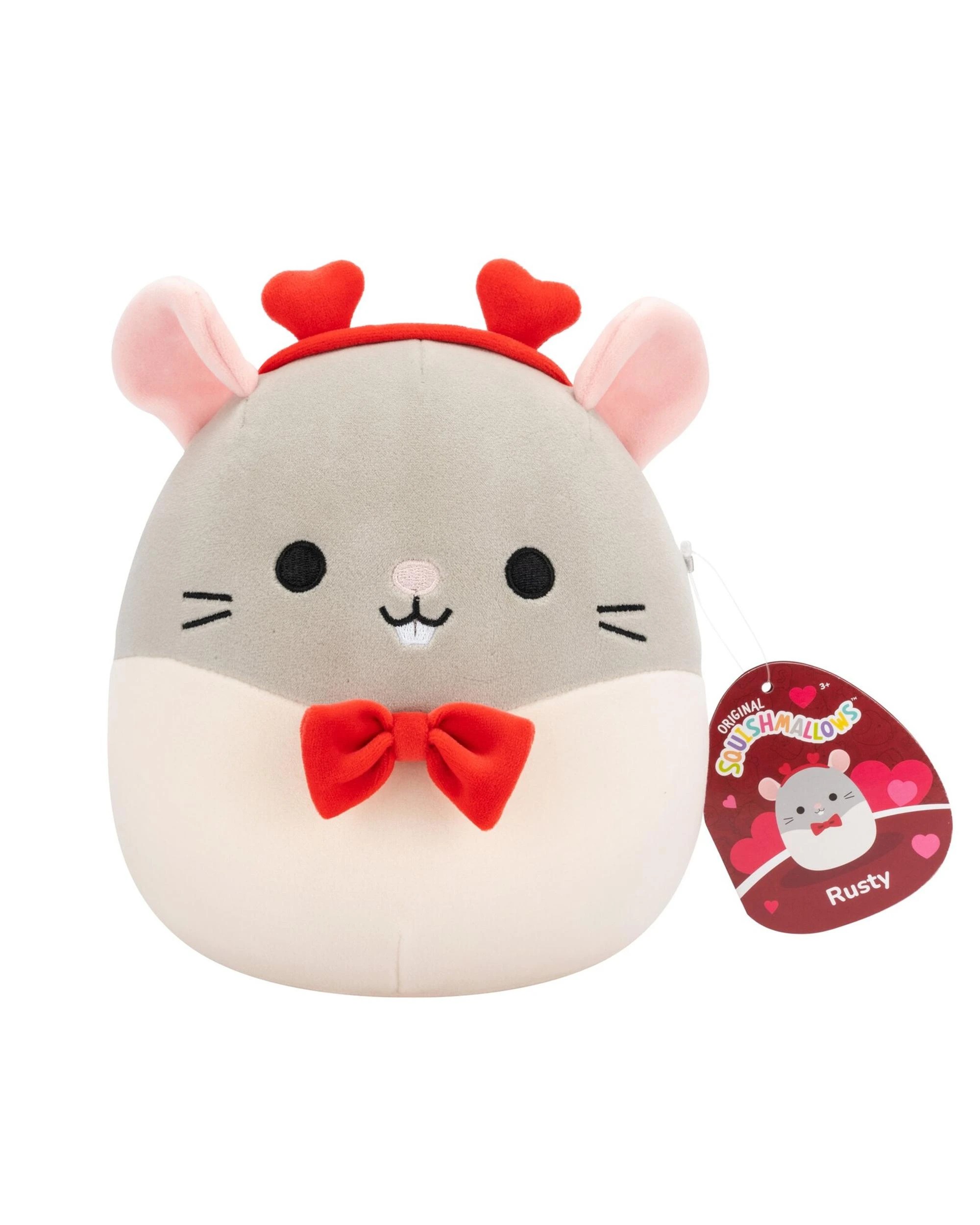 1 Squishmallows Valentines Rusty the Rat 7.5 inch Plush - Grey, 1 of 5