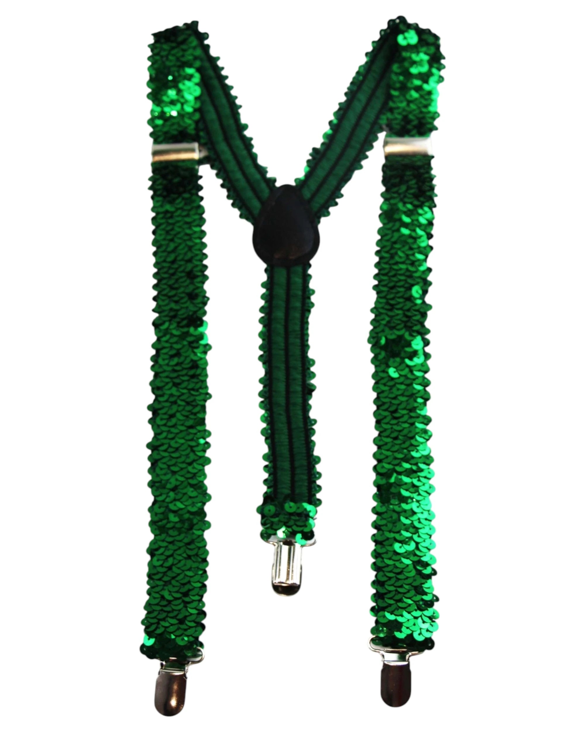 1 Zasel Unisex Adjustable 100cm Sequin Suspenders - Green, 1 of 3