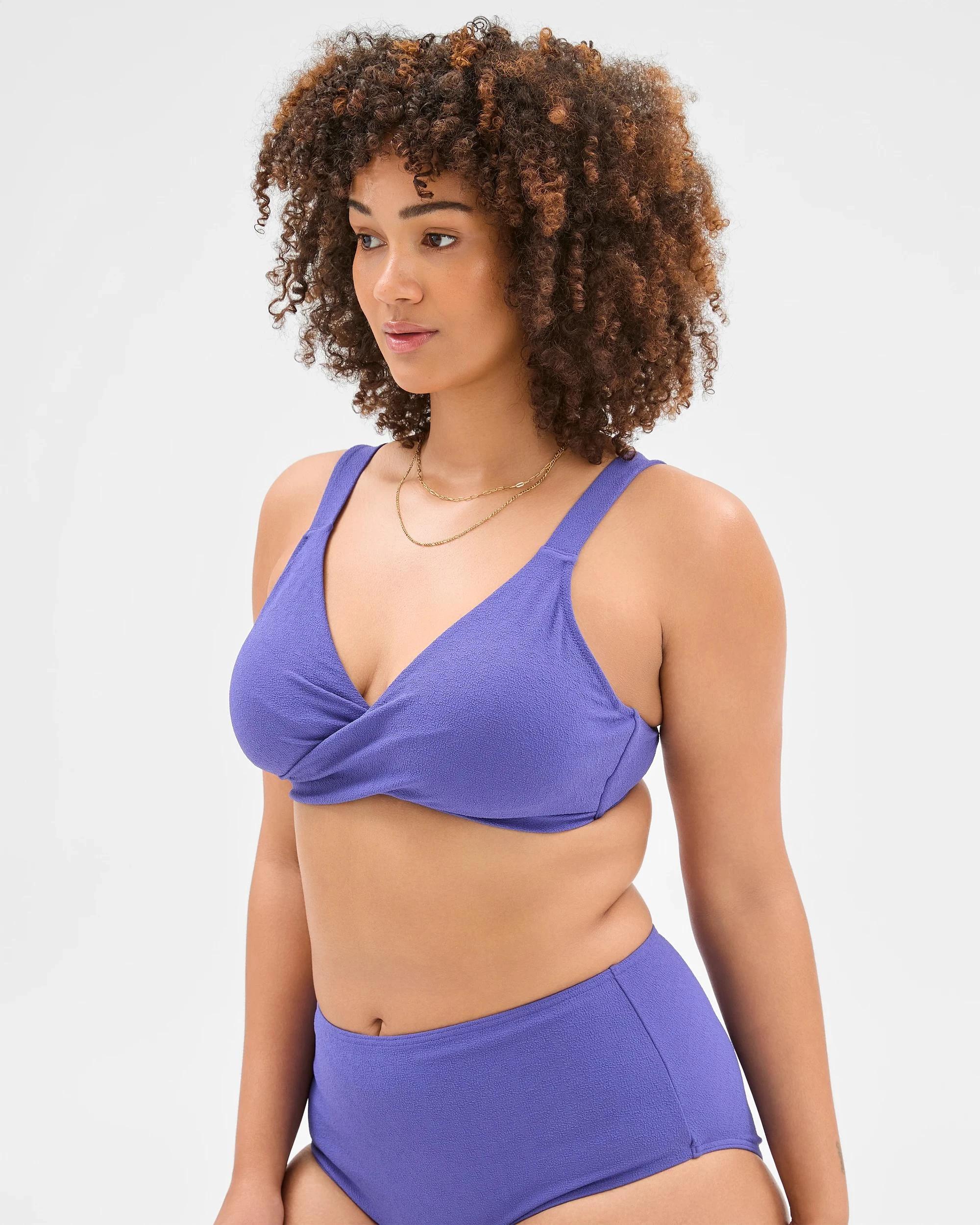 3 Target Resort Textured Plunge Twist Bikini Top - Shape Your Body VIOLET / BLUE, 3 of 10