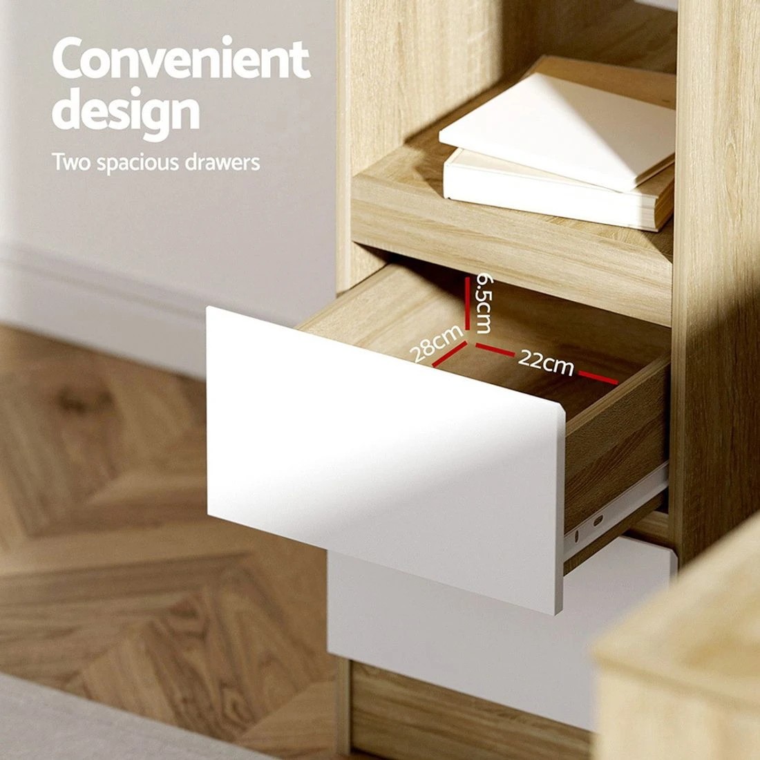 6 Artiss Computer Desk Drawer Cabinet L-Shape Oak 136CM - Brown, 6 of 6