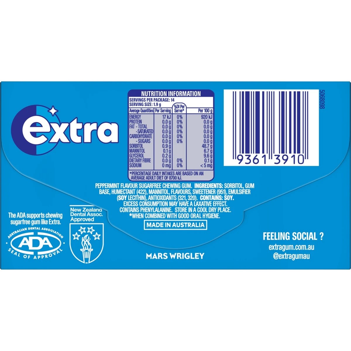 2 14 Piece Wrigley's Extra Peppermint Chewing Gum 27g, 2 of 5