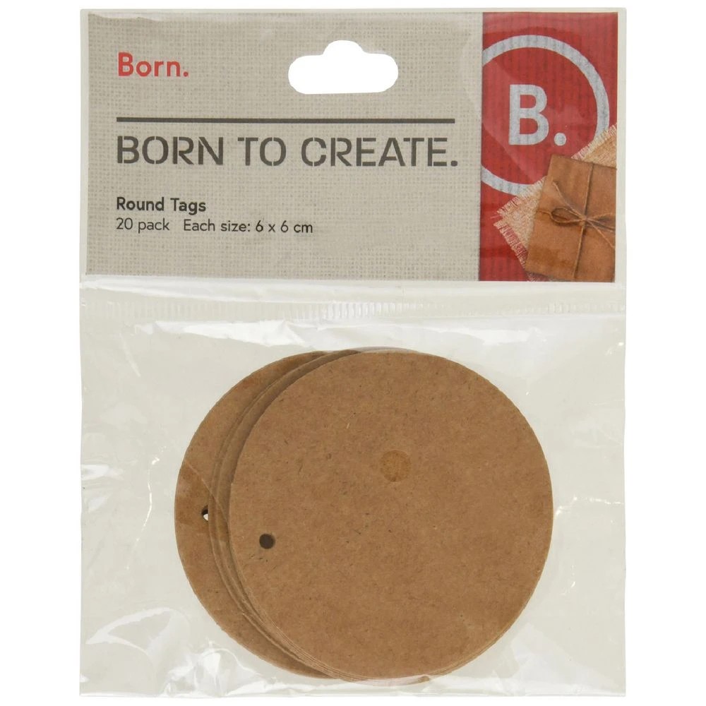 1 Born Kraft Tags Round 20 Pack, 1 of 2