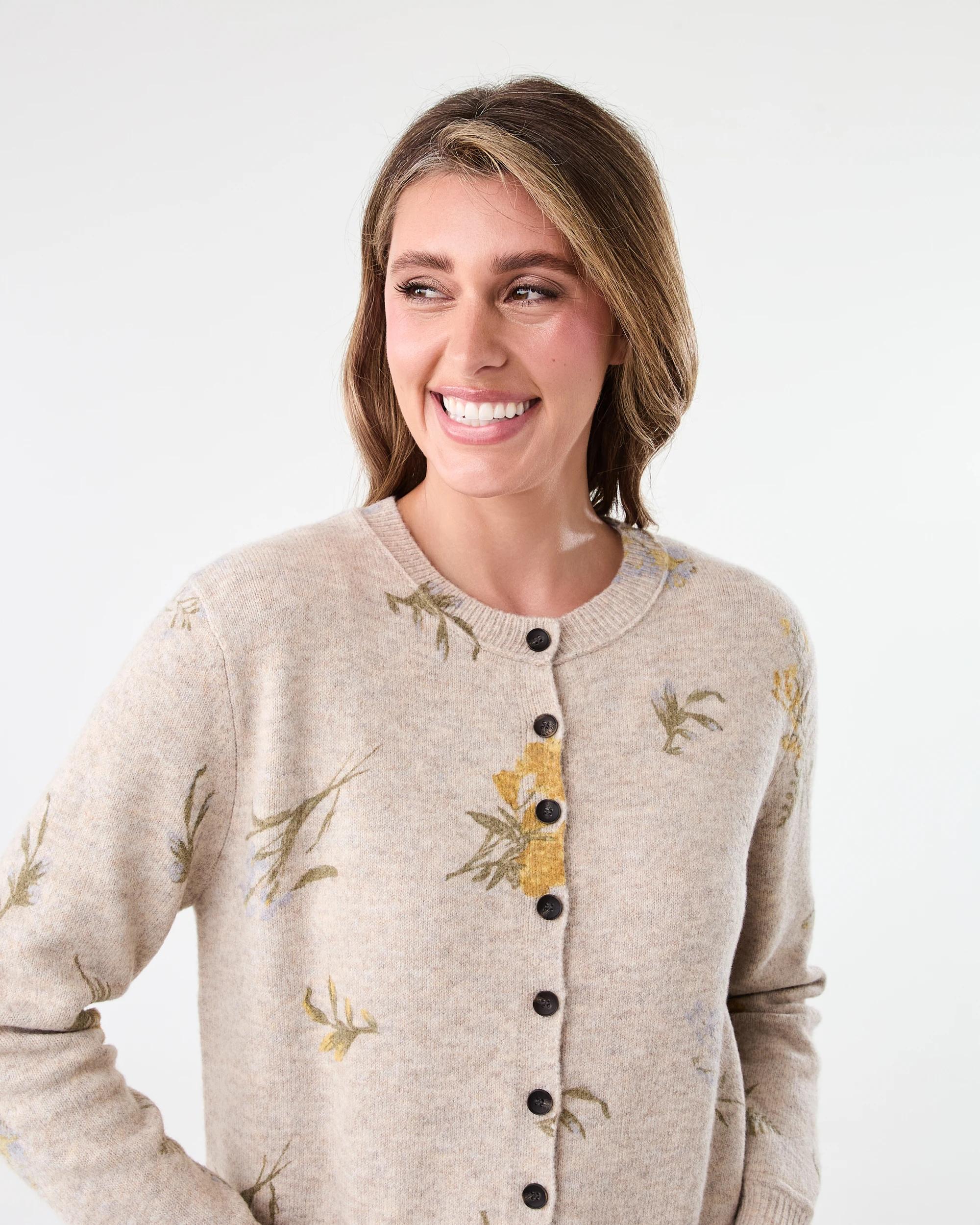 5 Floral Printed Cardigan Nt Bge, 5 of 8