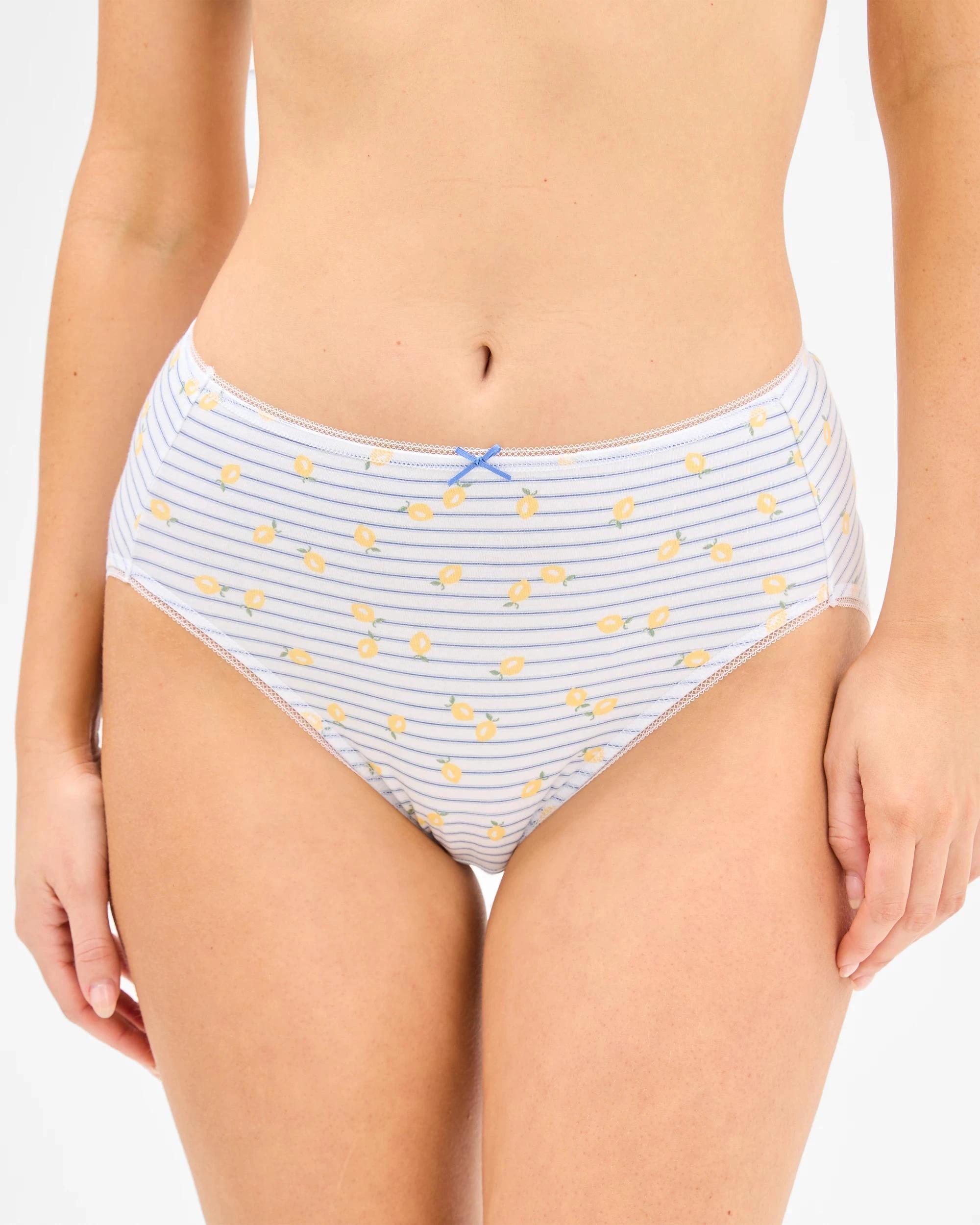 2 Target Women's Cotton/Elastane High Cut Briefs 5 Pack MEDITERRANEAN LEMON/BLUE, 2 of 5