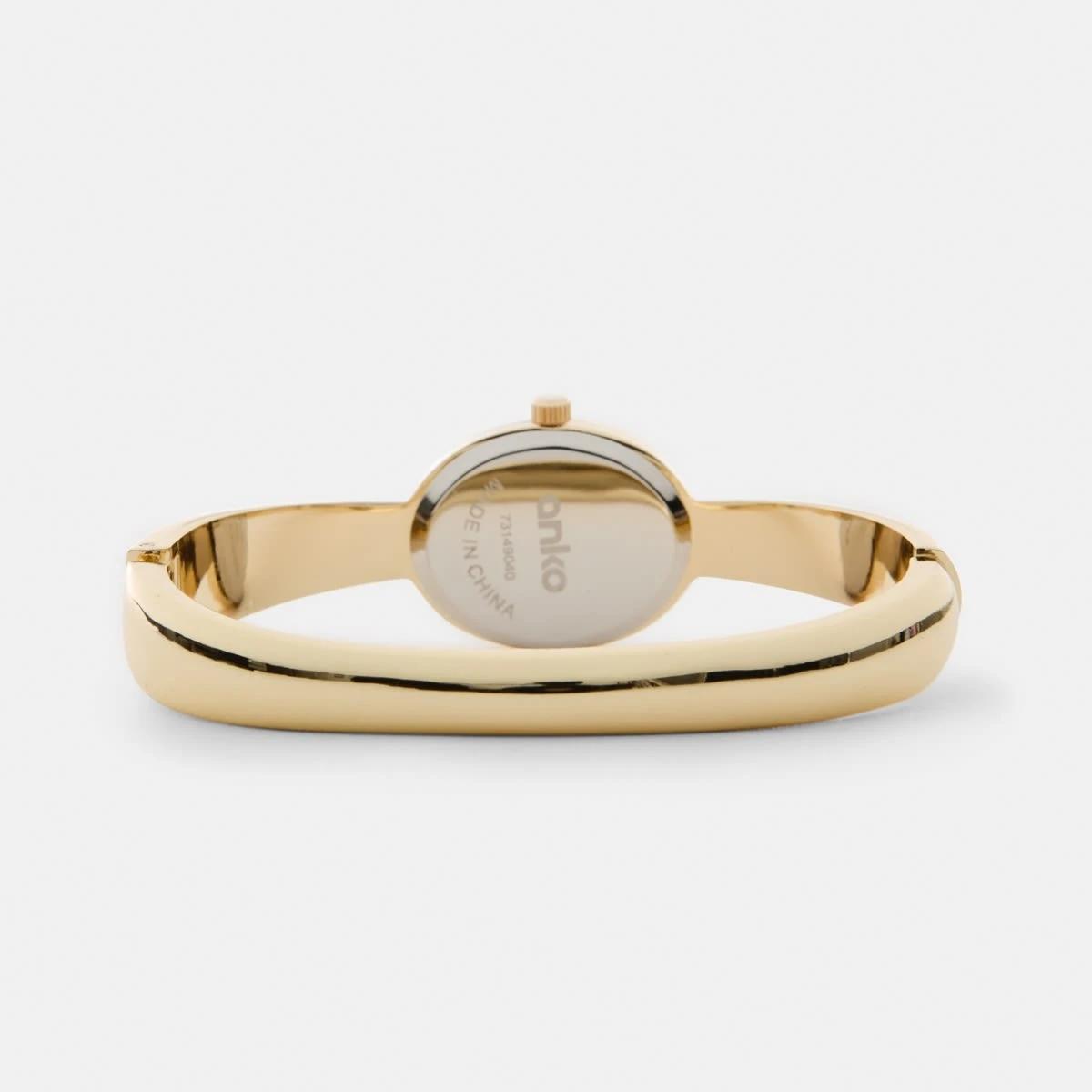 3 Womens Oval Metal Cuff Watch - Gold Tone Gold, 3 of 6