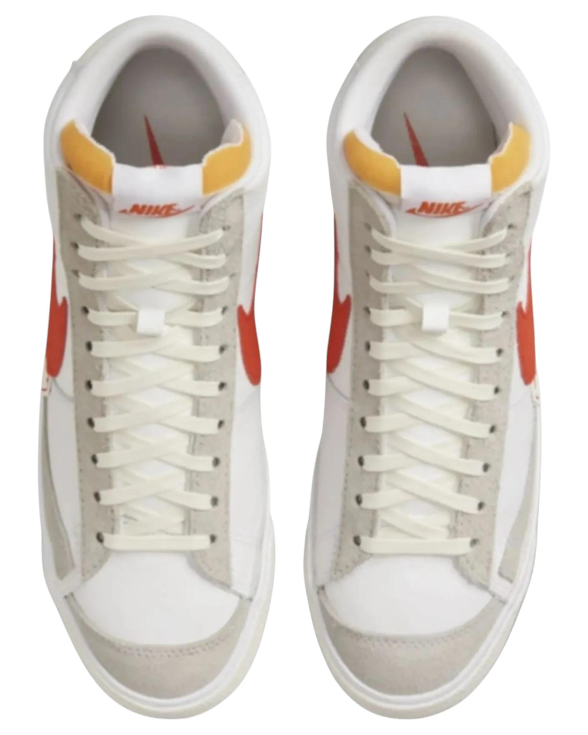 3 Nike Mens Blazer Mid 77 Pro Club Remastered White/ Orange Athletic Shoes WHITE/ORANGE, 3 of 8