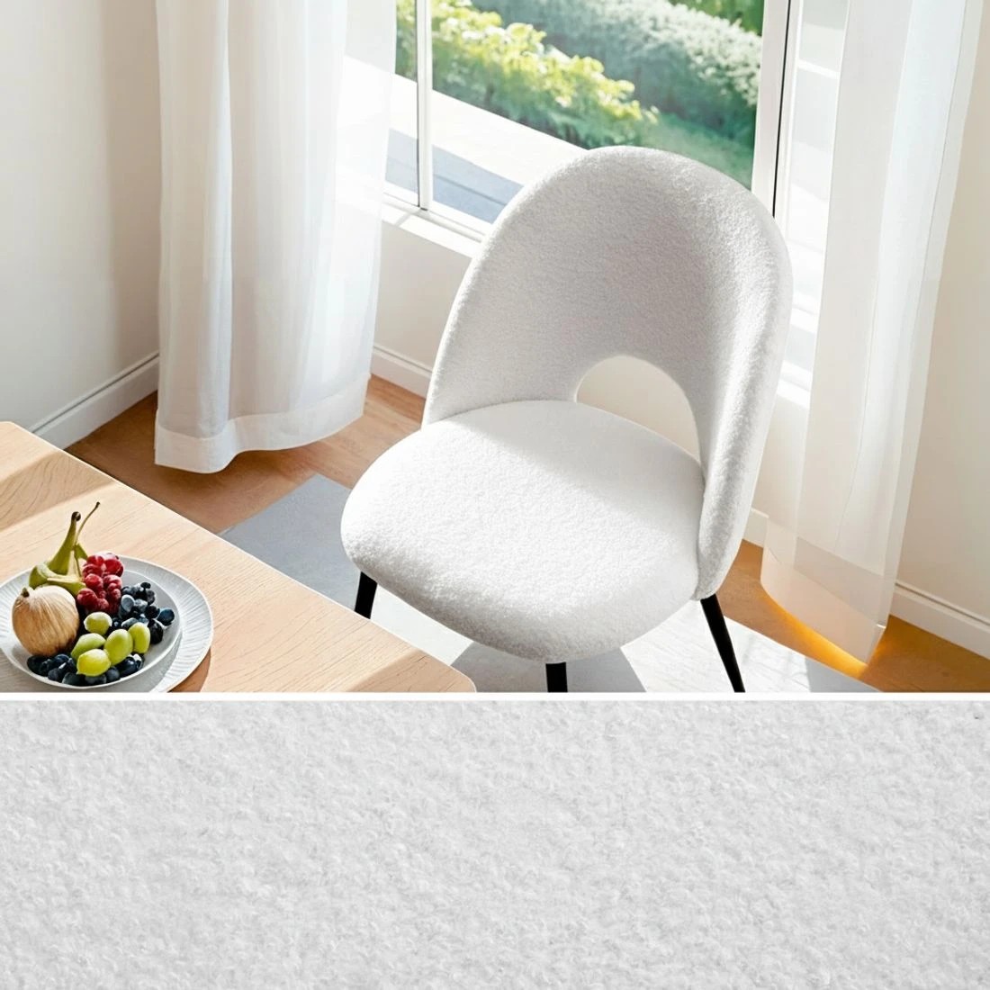 4 1 Set of 4 Artiss Dining Chair Boucle Sherpa - White, 4 of 5