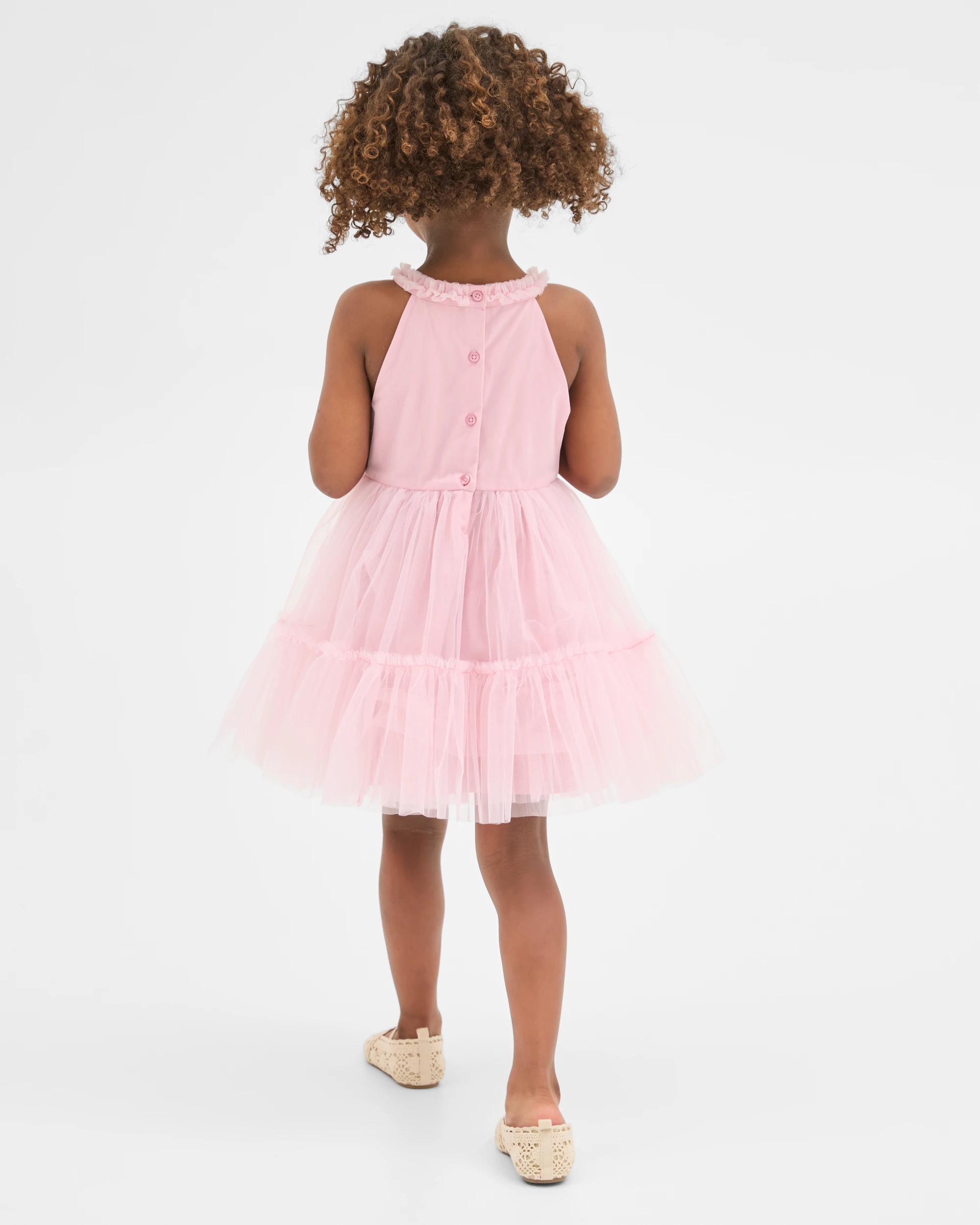5 Target Kids Sleeveless Halter Neck Tulle Occasion Dress PINK, 5 of 9